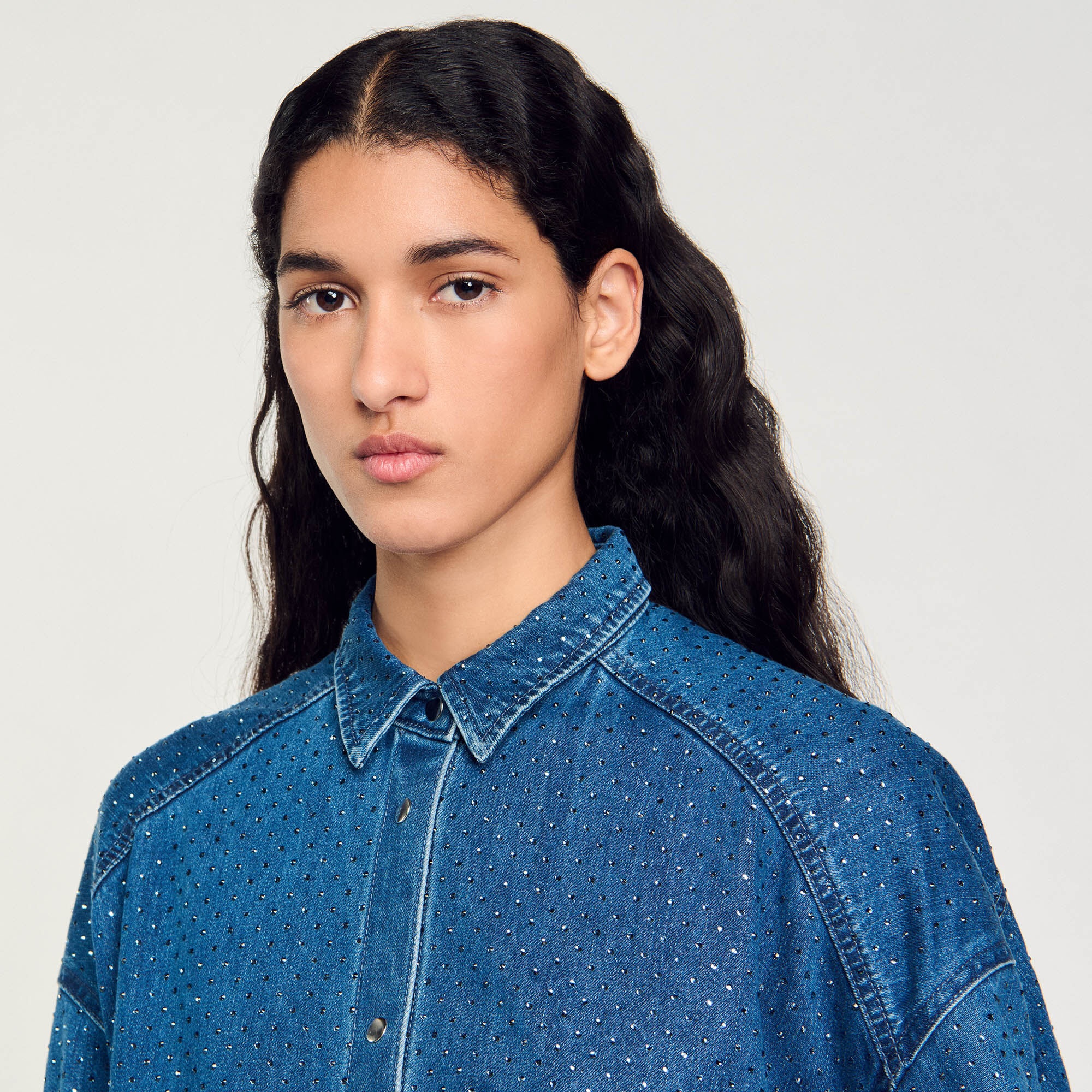 DENIM SHIRT WITH RHINESTONES - 4