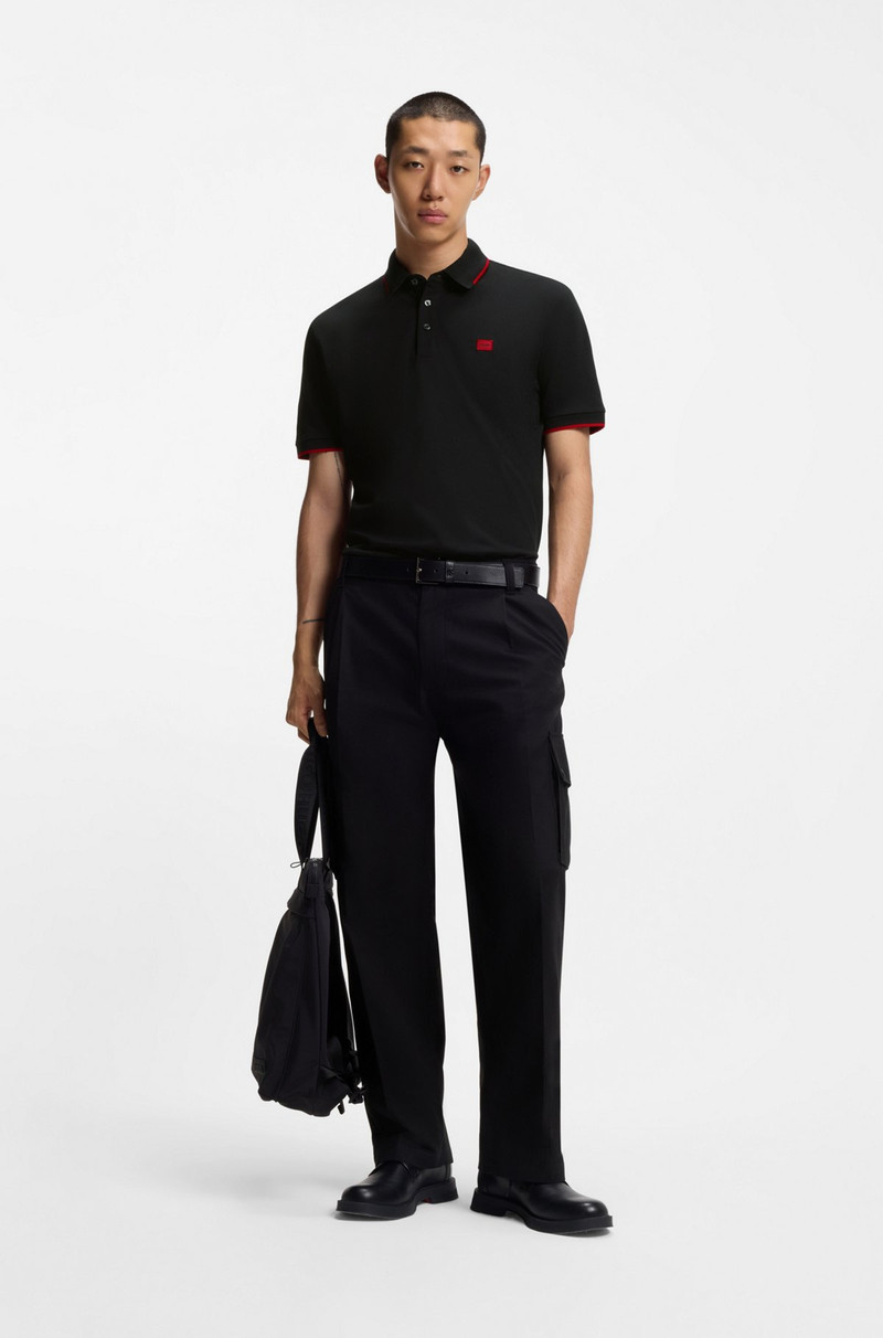 HUGO SLIM-FIT POLO SHIRT WITH RED LOGO LABEL outlook