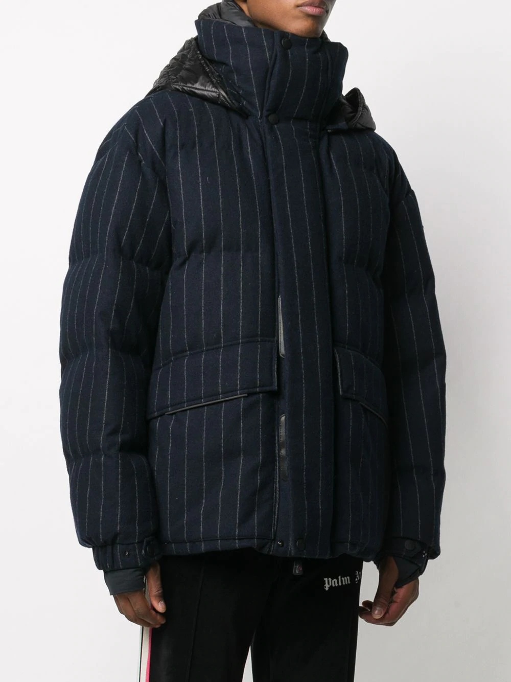 pinstriped puffer coat - 3