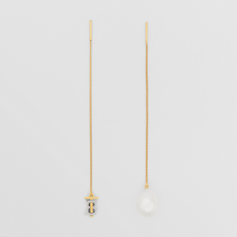 Pearl Detail Gold and Palladium-plated Earrings 1