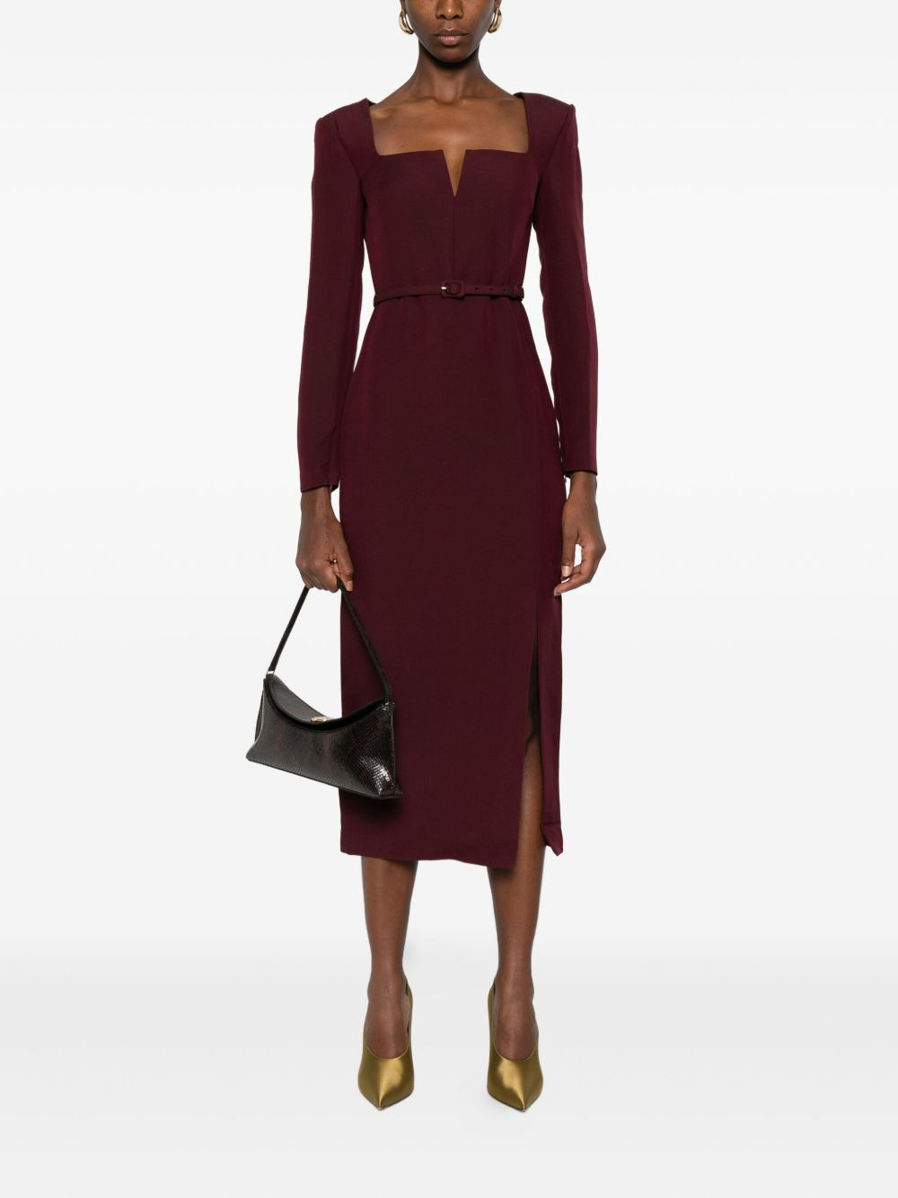 square-neck belted dress - 2