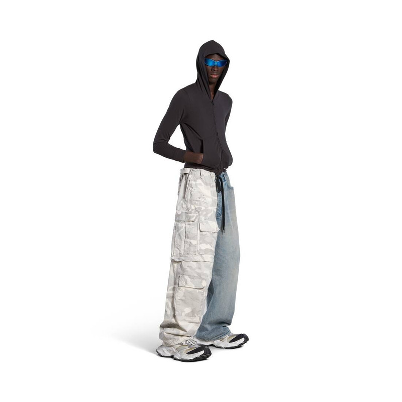 BALENCIAGA Grayscale Camo Hybrid Baggy Pants in Light Blue outlook