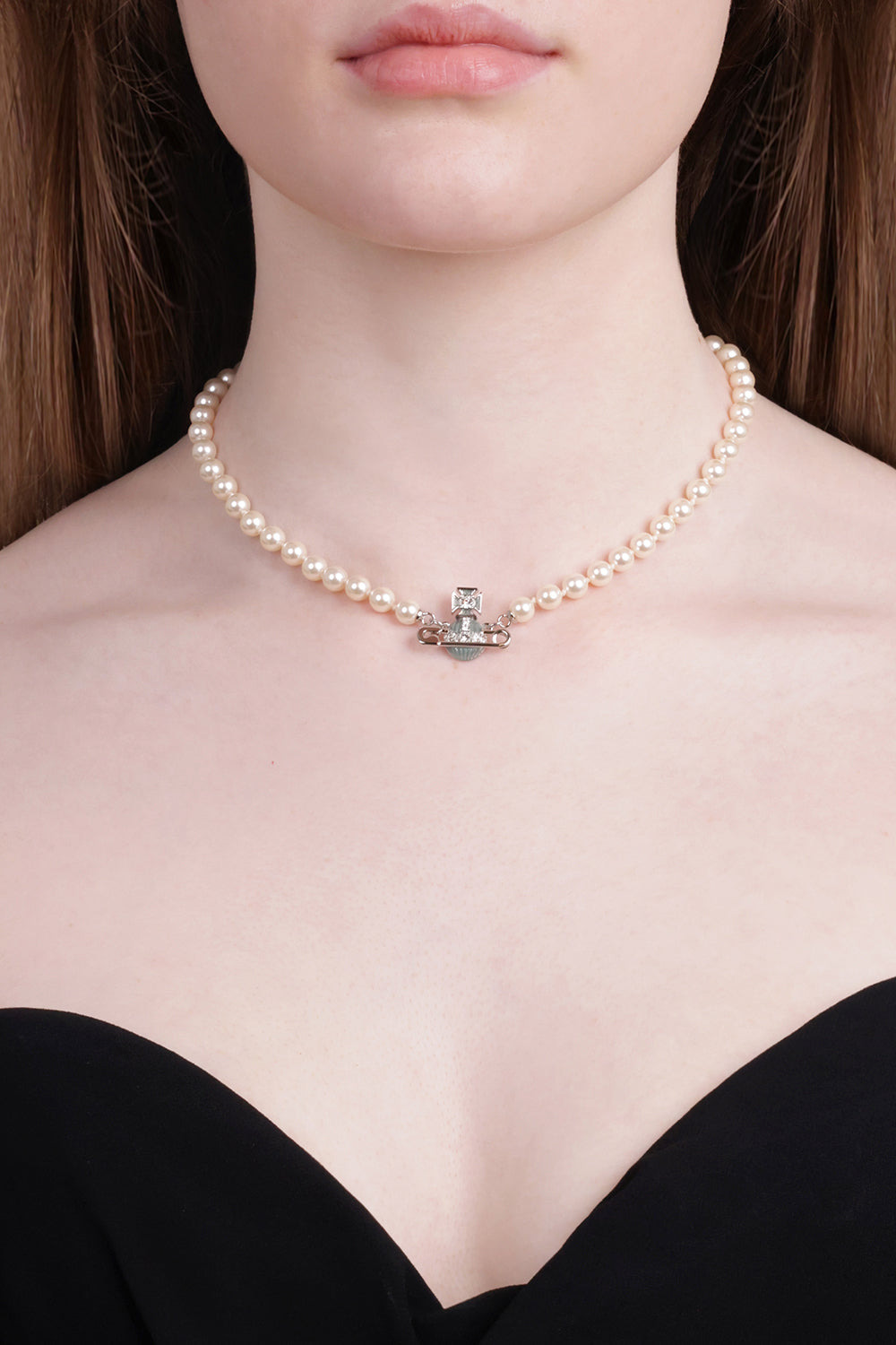 KITTY PEARL NECKLACE | WHITE/SILVER/BLUE - 3
