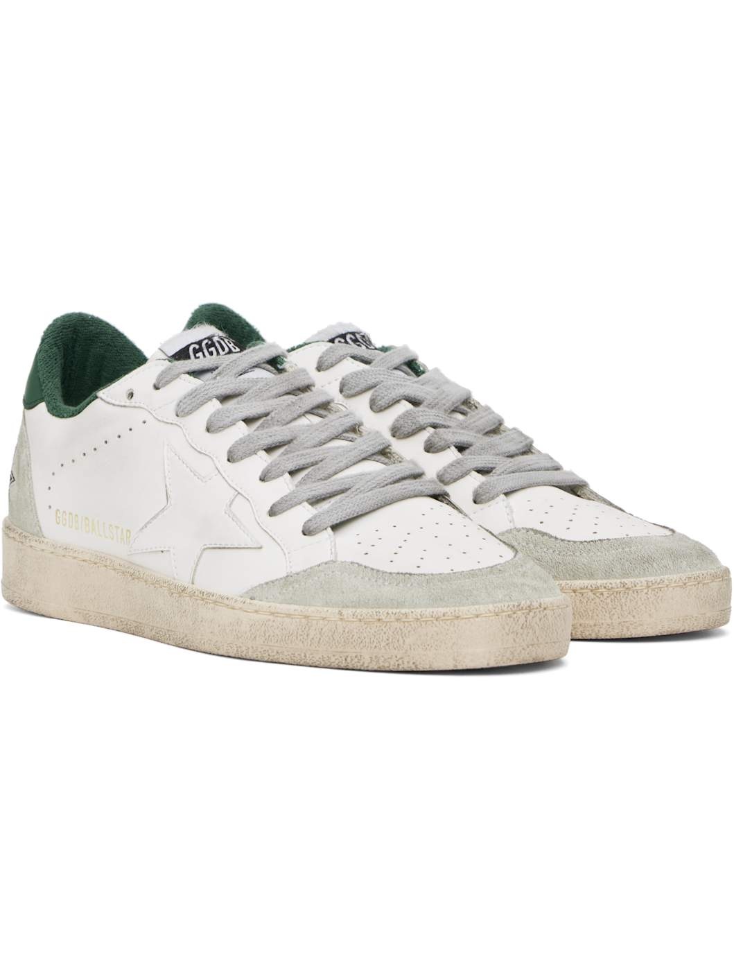 White & Green Ball Star Sneakers - 4