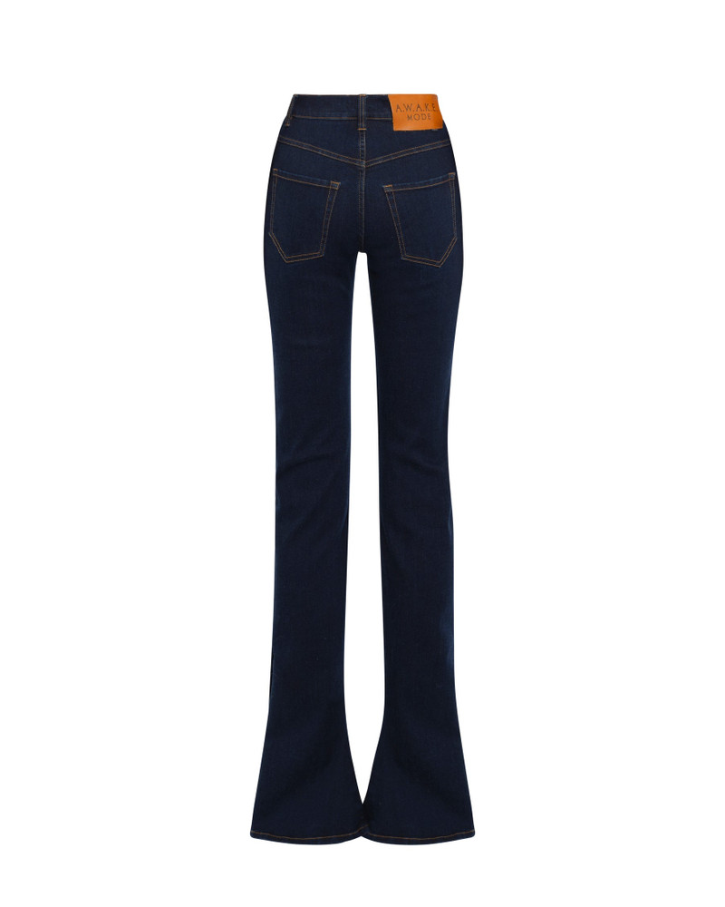 FITTED STRETCH FLARED JEANS WITH SIDE SLITS INDIGO RINSE WASH 3