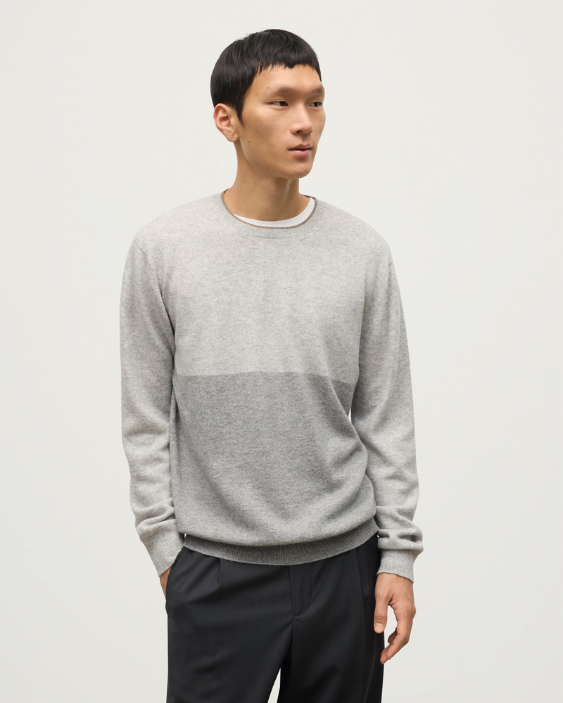 Johnstons of Elgin Shaded Grey Colour Block Cashmere Jumper outlook