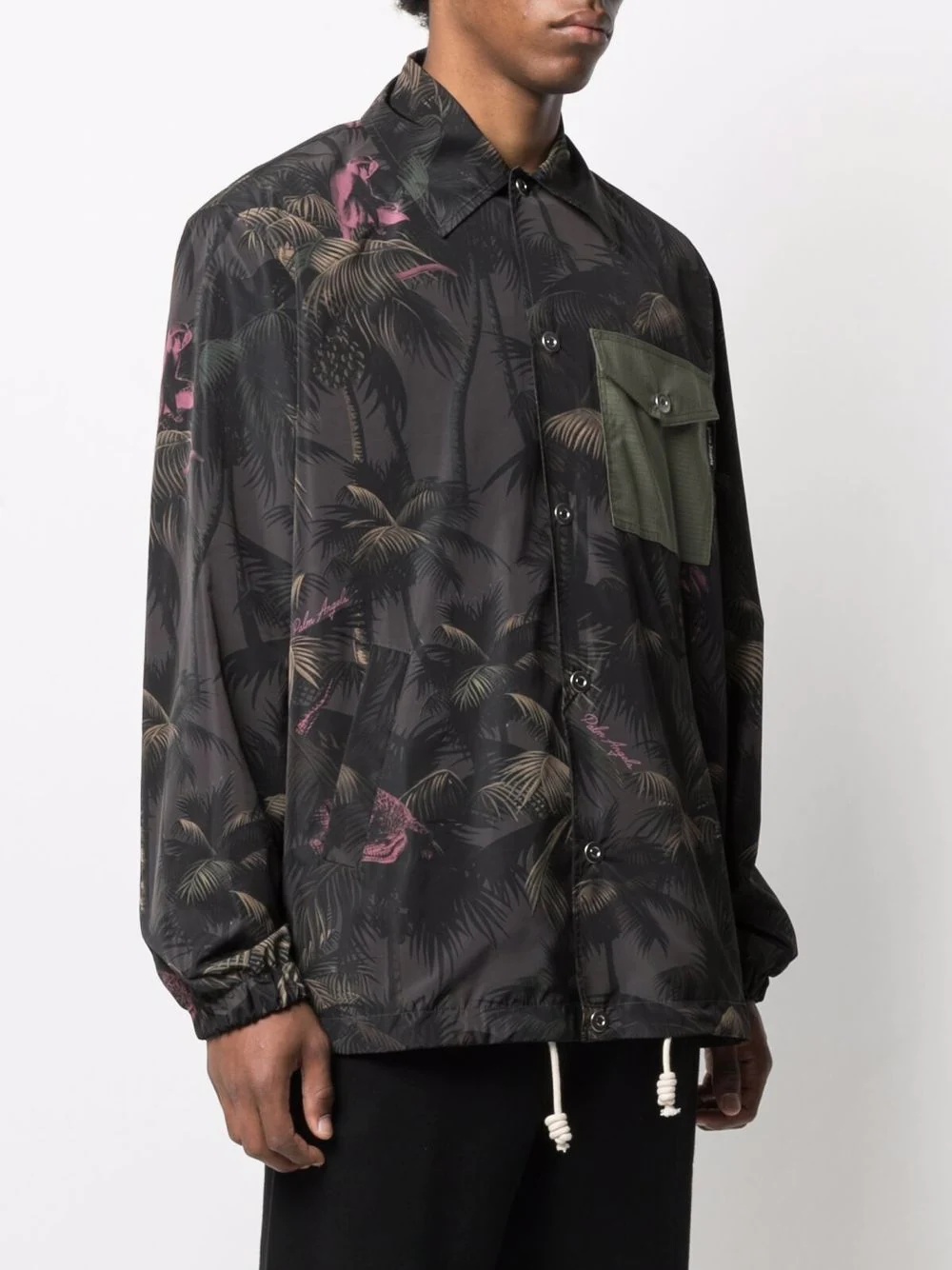 leaf-print shirt jacket - 3