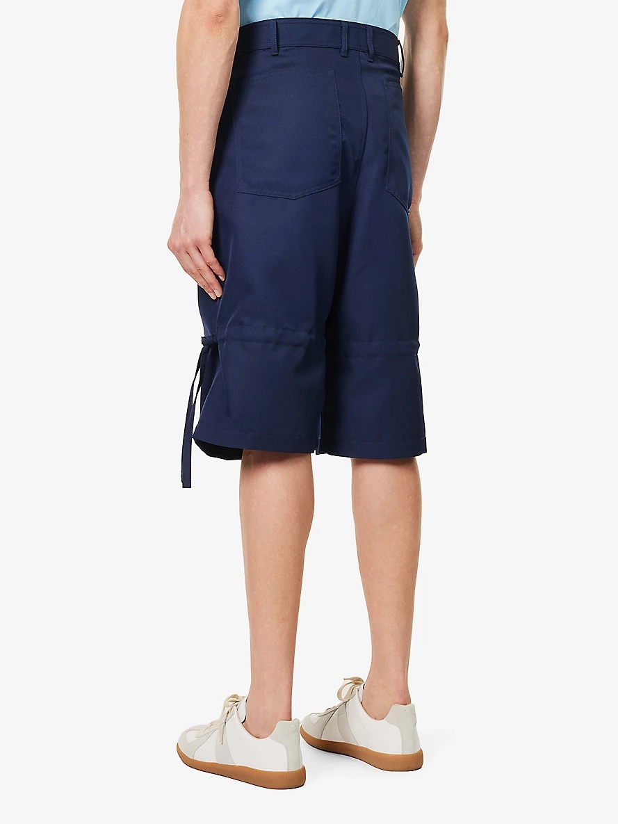Drawstring-trim structured-waistband woven shorts - 4