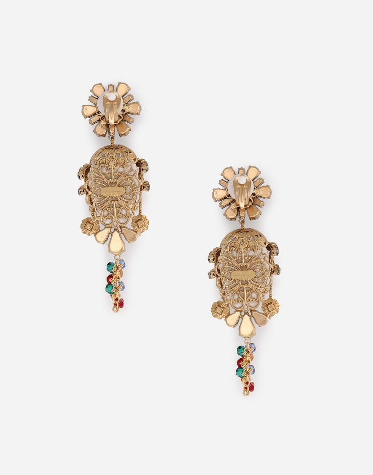 Earrings with rhinestones and decorative accents - 4