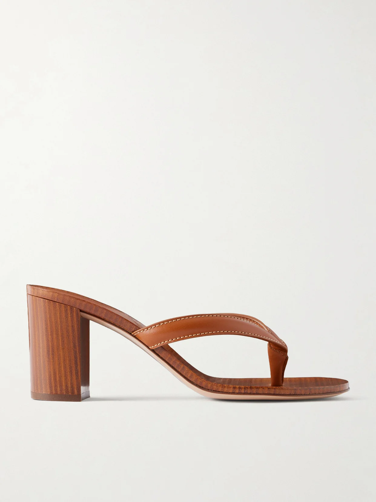 Leather 70 Heel Thong Sandals - 1
