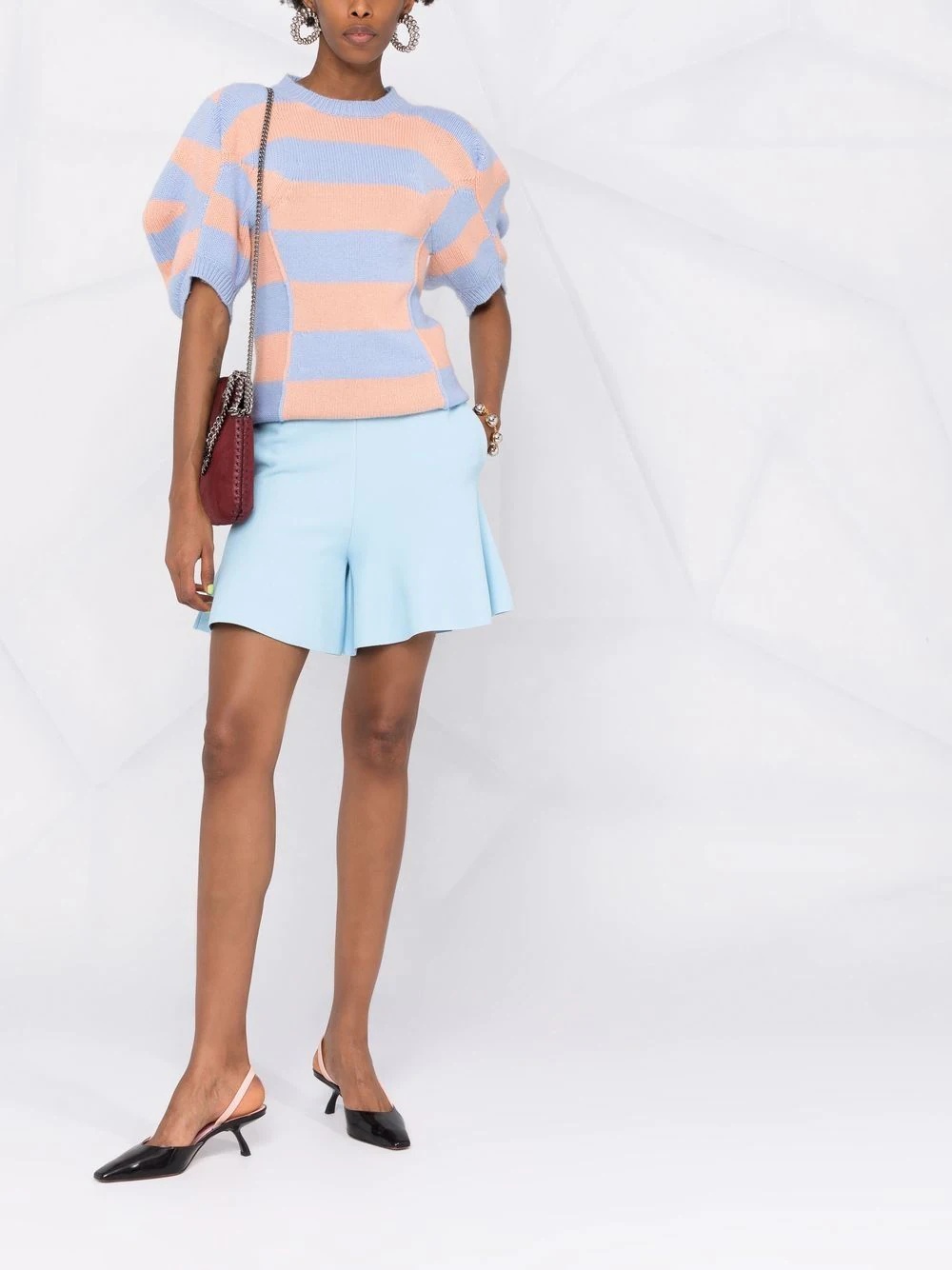 peplum-hem crepe shorts - 2