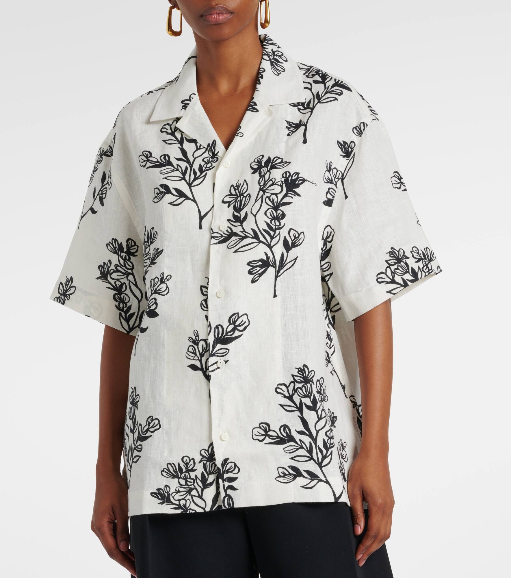 Jean floral linen bowling shirt - 6