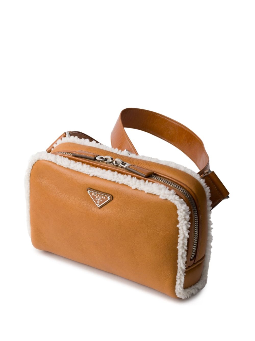 shearling-trim shoulder bag - 4