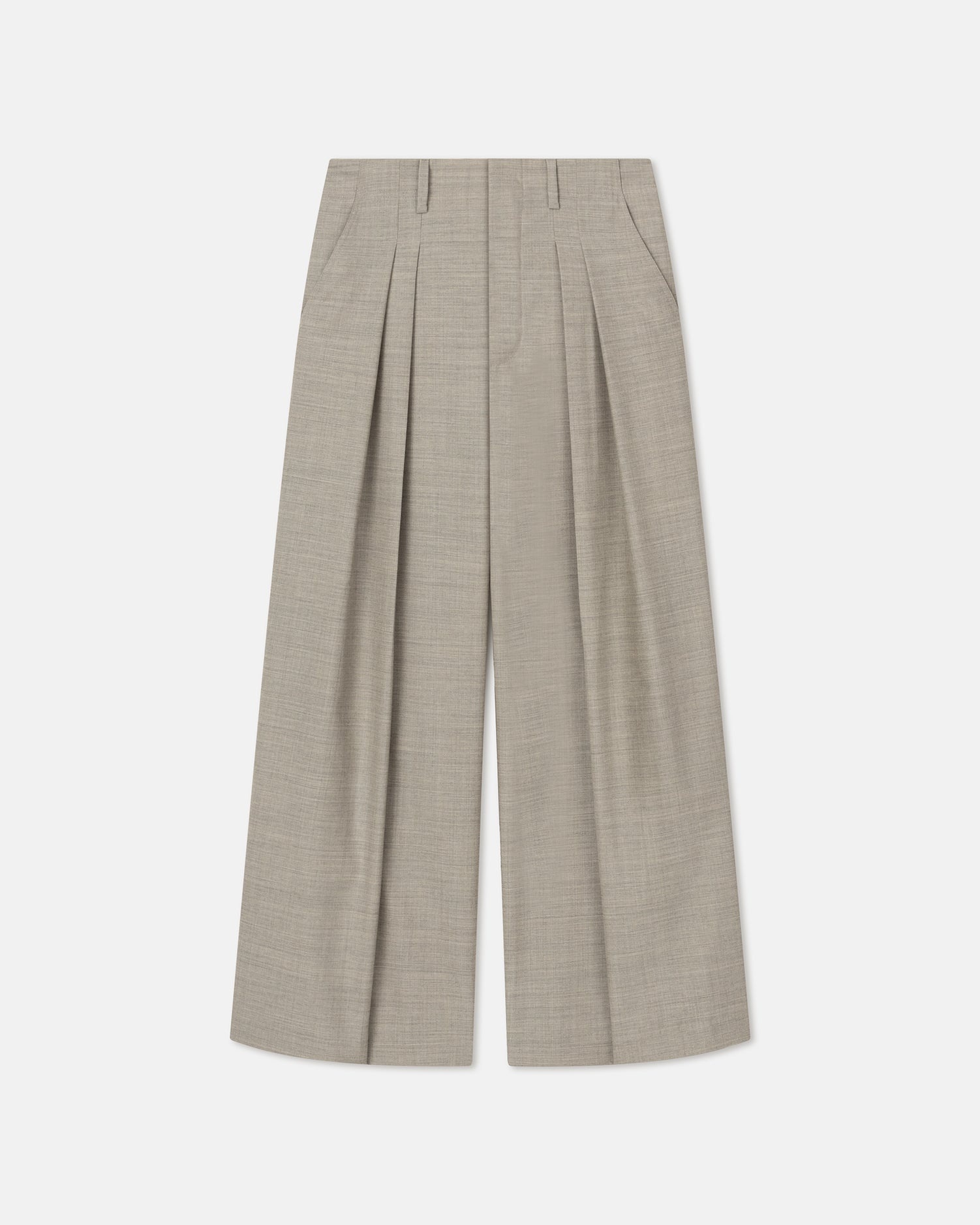Pleated Twill Suiting Wide-Leg Pants - 1