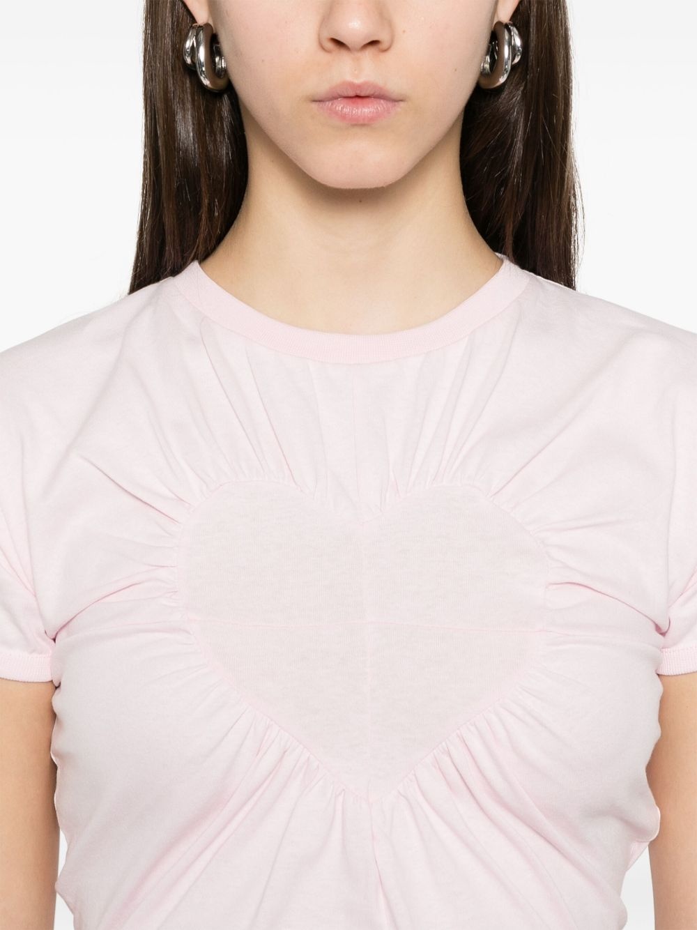 gathered heart-motif T-shirt - 5
