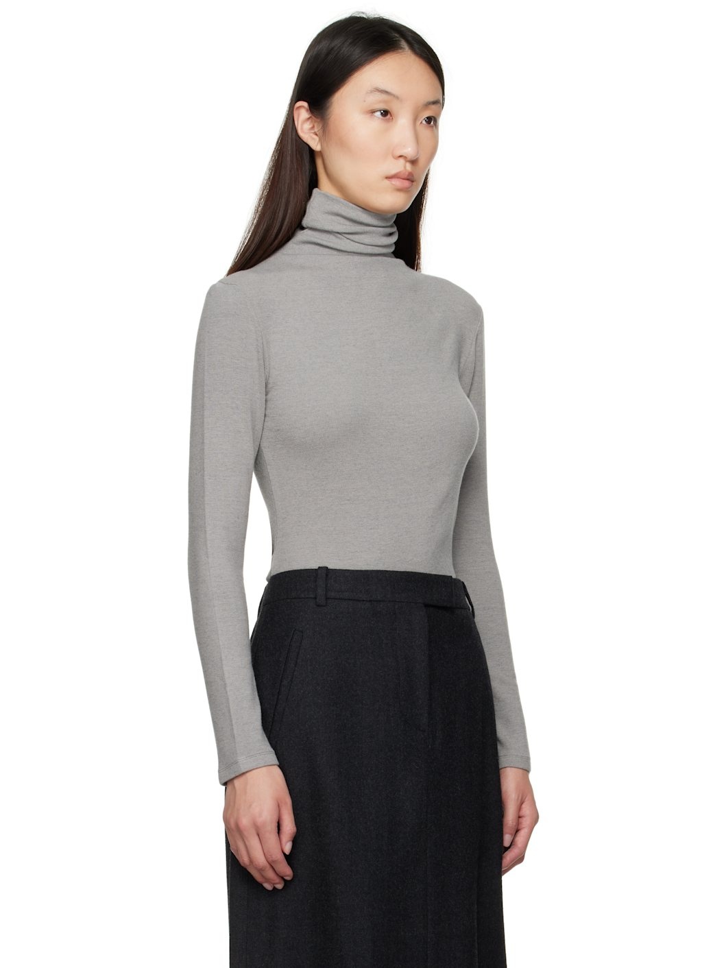Gray Asymmetrical Turtleneck - 2