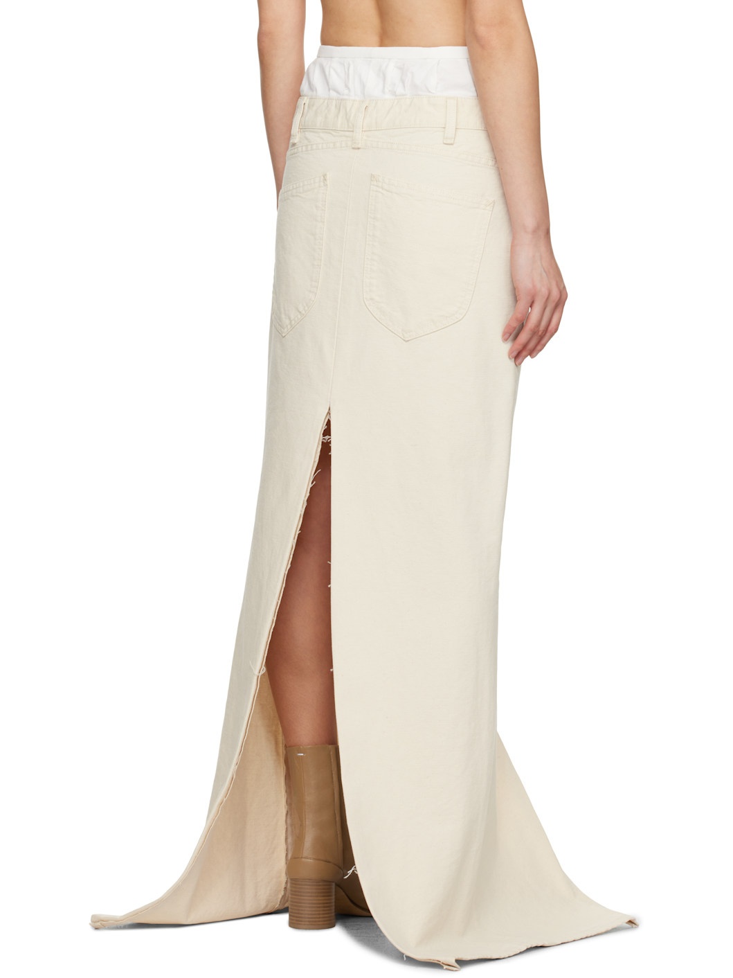 Beige 'Anonymity Of The Lining' Denim Maxi Skirt - 3