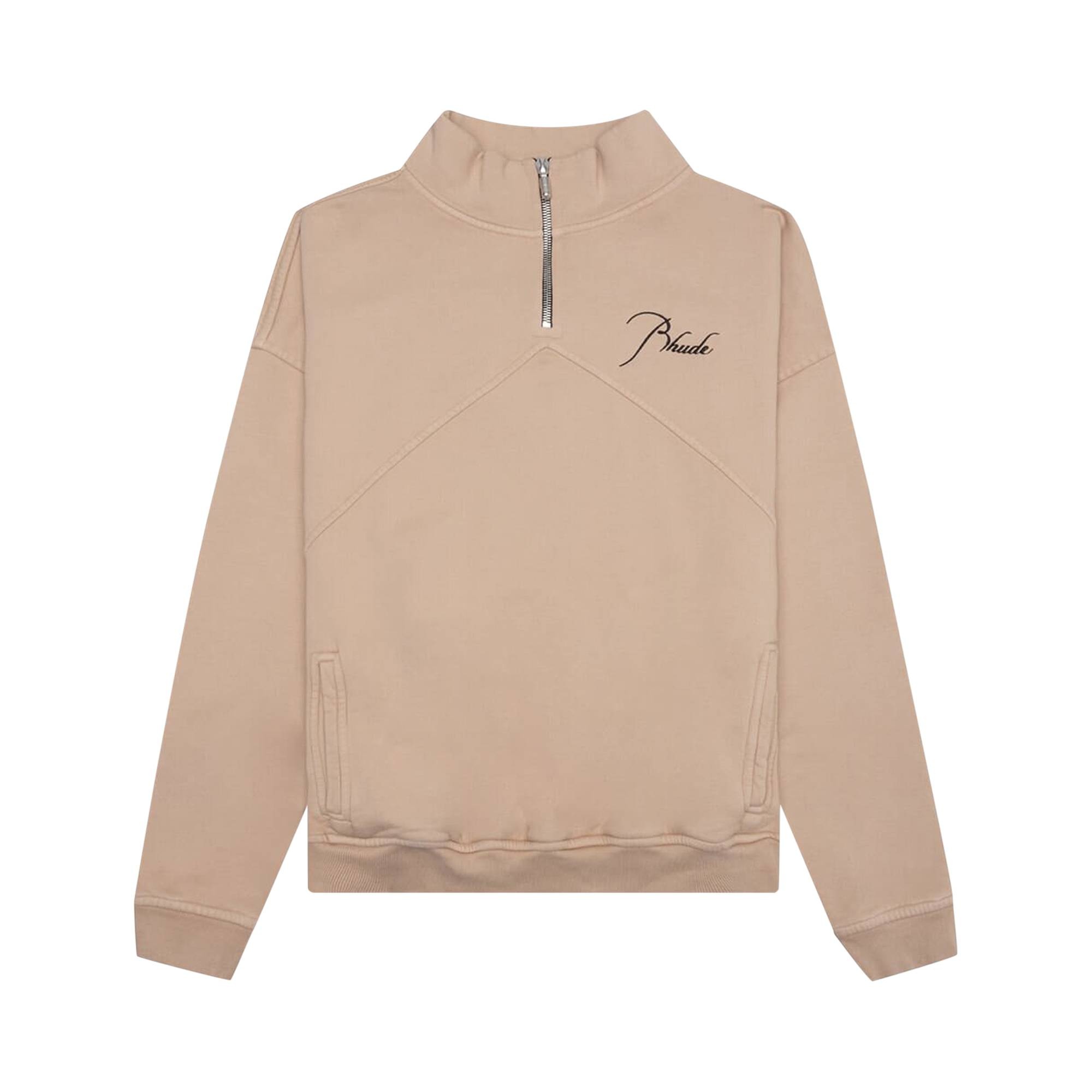 Rhude Logo Embroidered High Neck Sweatshirt 'Sand' - 1