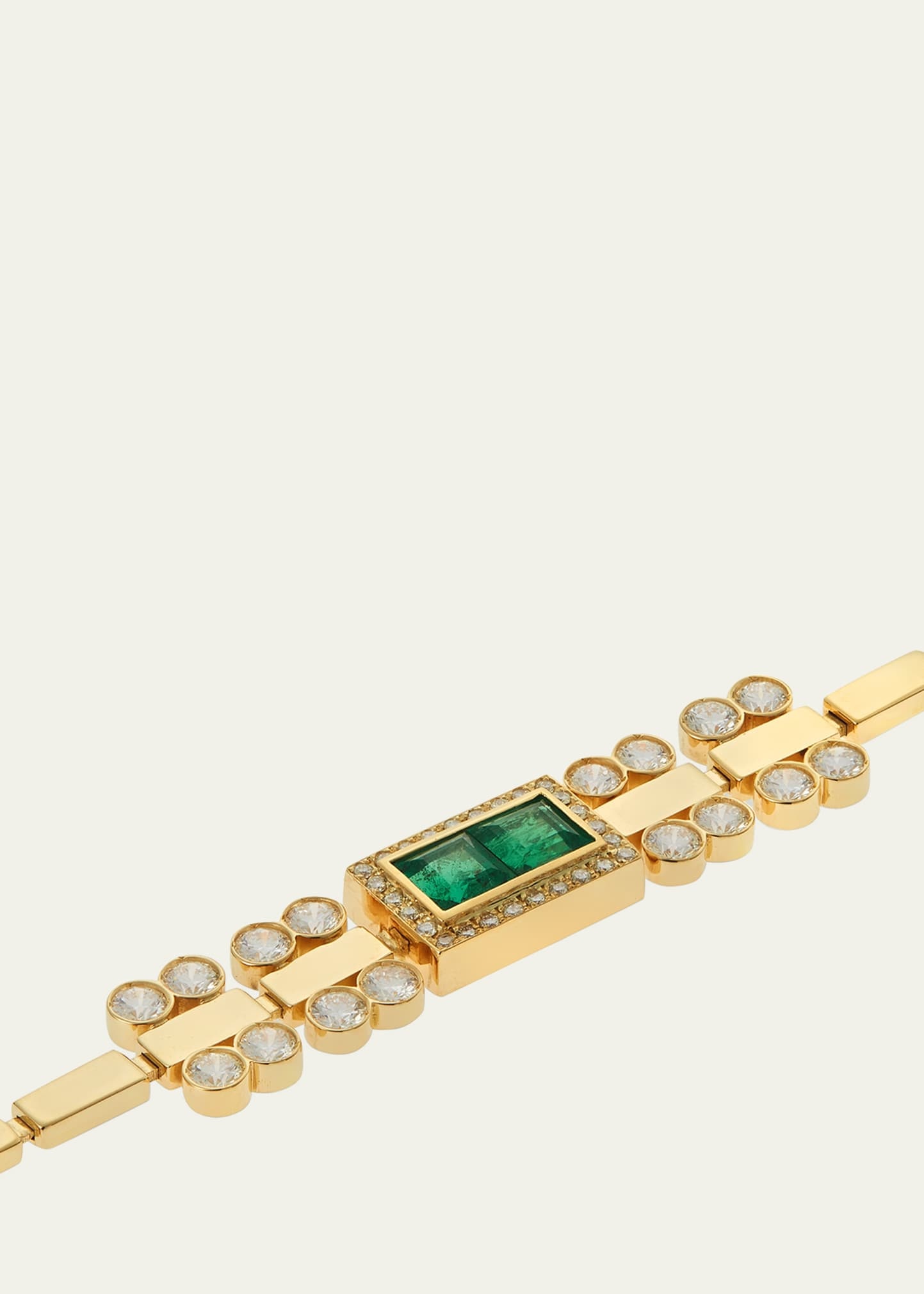 18K Yellow Gold Waterfall Bridge Bracelet with Emerald and Diamonds - 2