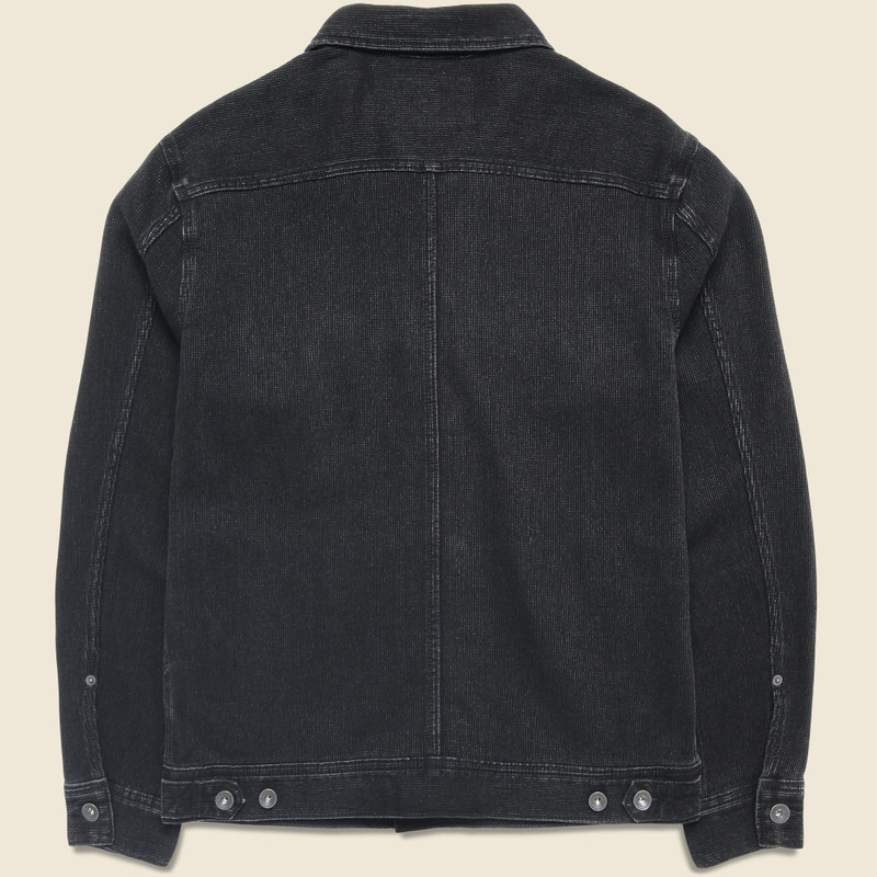 TAYLOR STITCH Long Haul Jacket - Black Indigo Waffle outlook