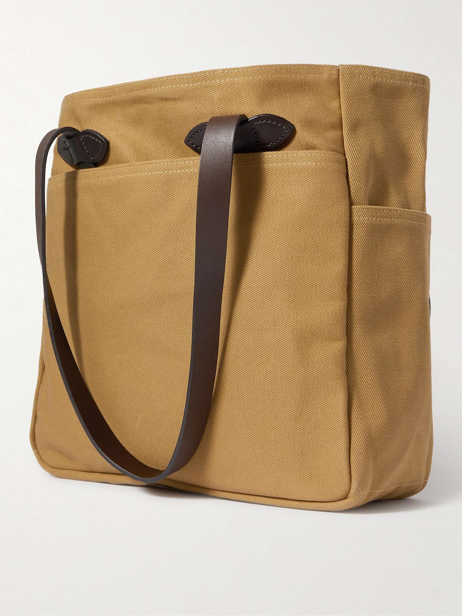 Leather Trimmed Cotton-Twill Tote - 4