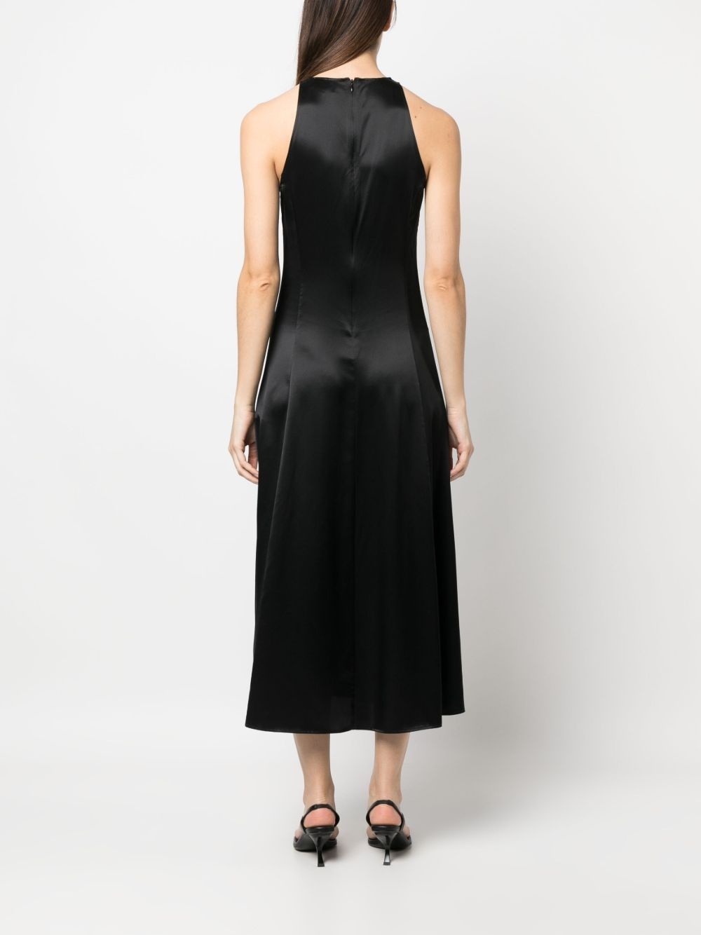 satin-finish sleeveless midi dress - 4