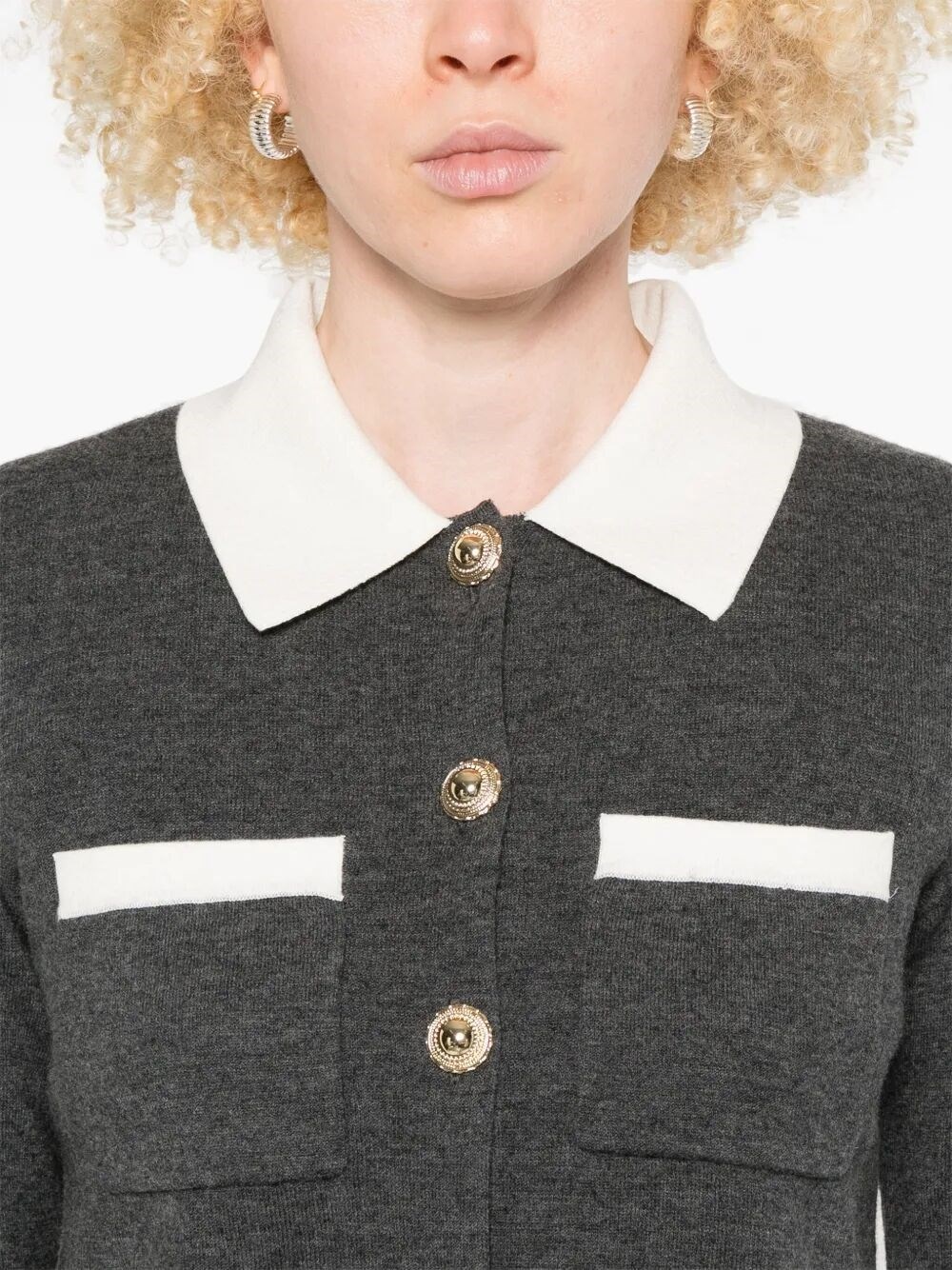 Contrast Collar Cardigan - 4