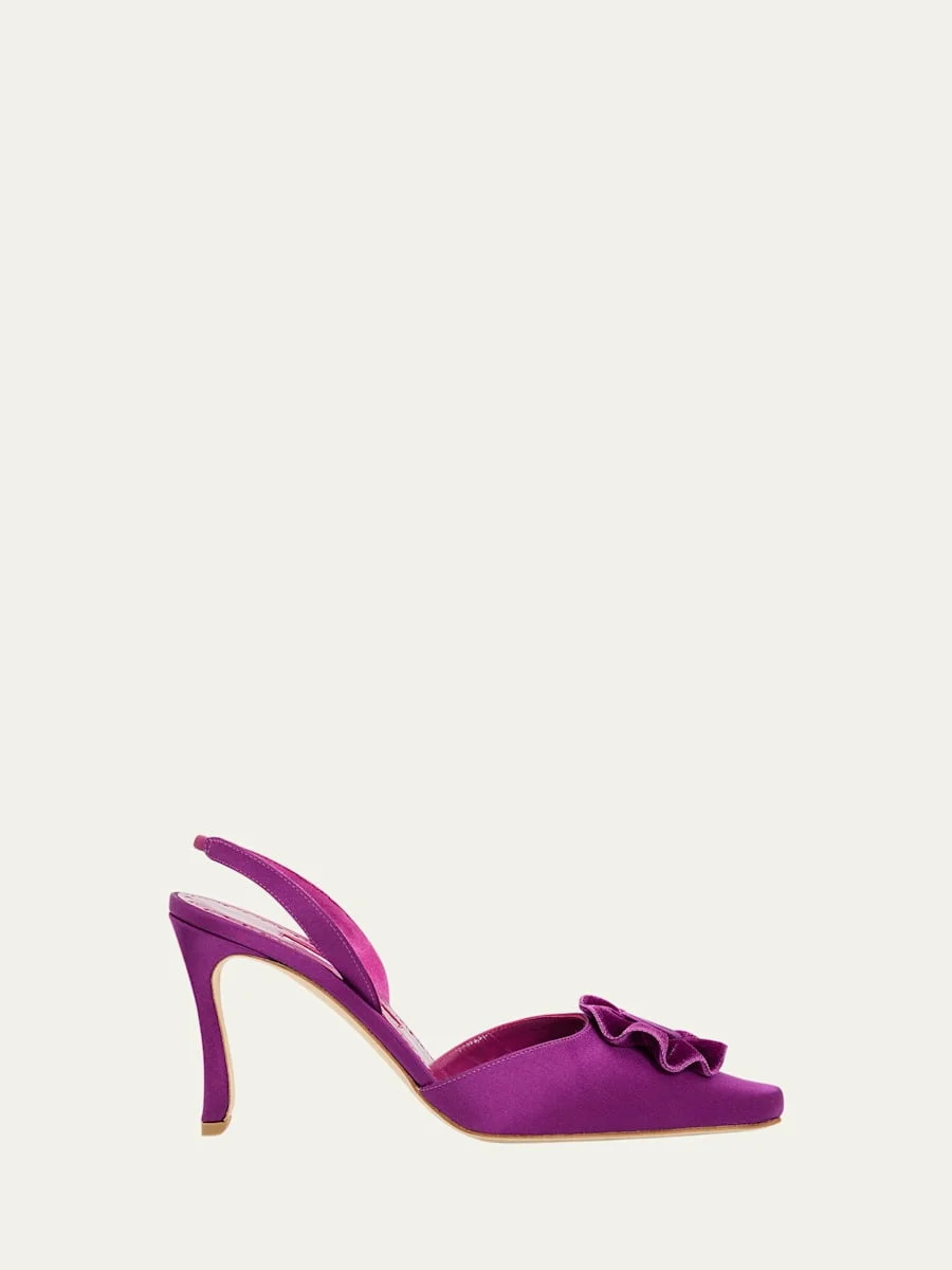 90mm Caulosli Satin Slingback Pumps - 1