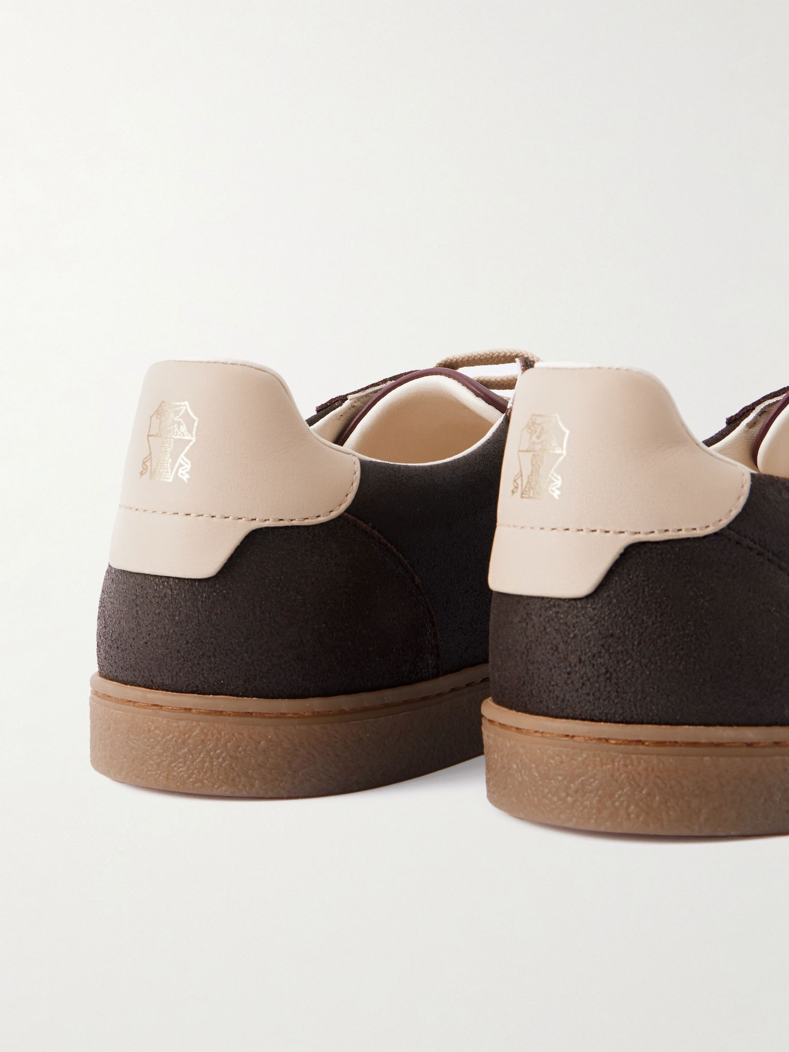 Coda di Rondine Leather-Trimmed Waxed-Suede Sneakers Dark brown - 5