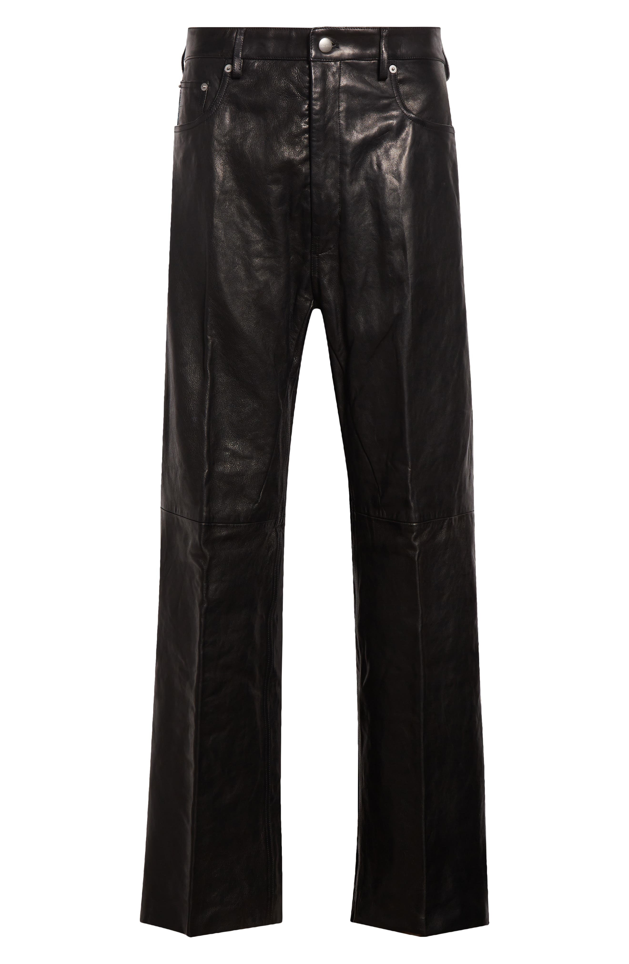 Rick Owens Geth Lambskin Leather Pants in Black at Nordstrom - 6