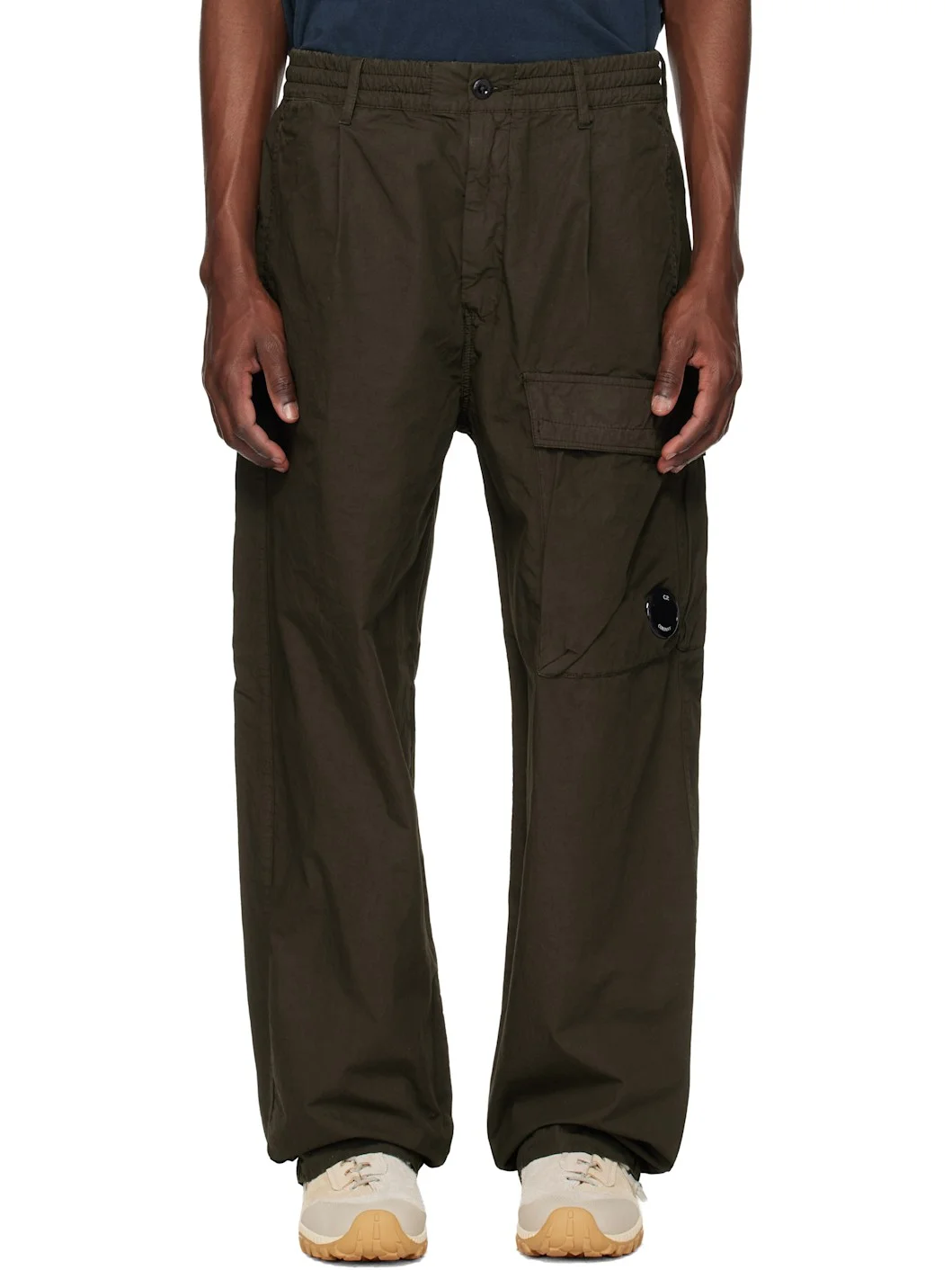 Khaki Micro-Reps Boxy Leg Pocket Lens Cargo Pants - 1