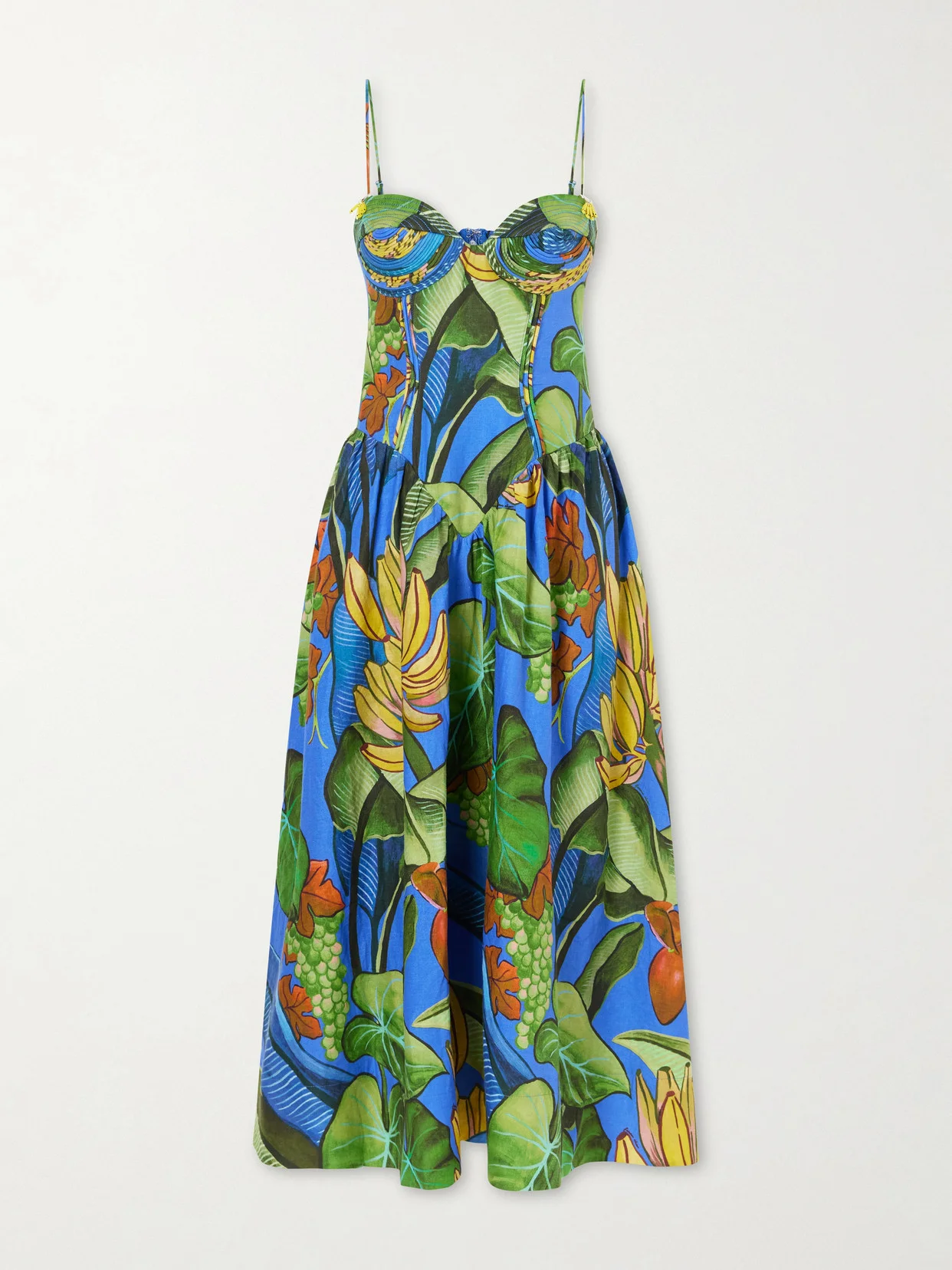 FARM RIO Banana Grapes Printed Linen-blend Midi Dress - 348941 | REVERSIBLE