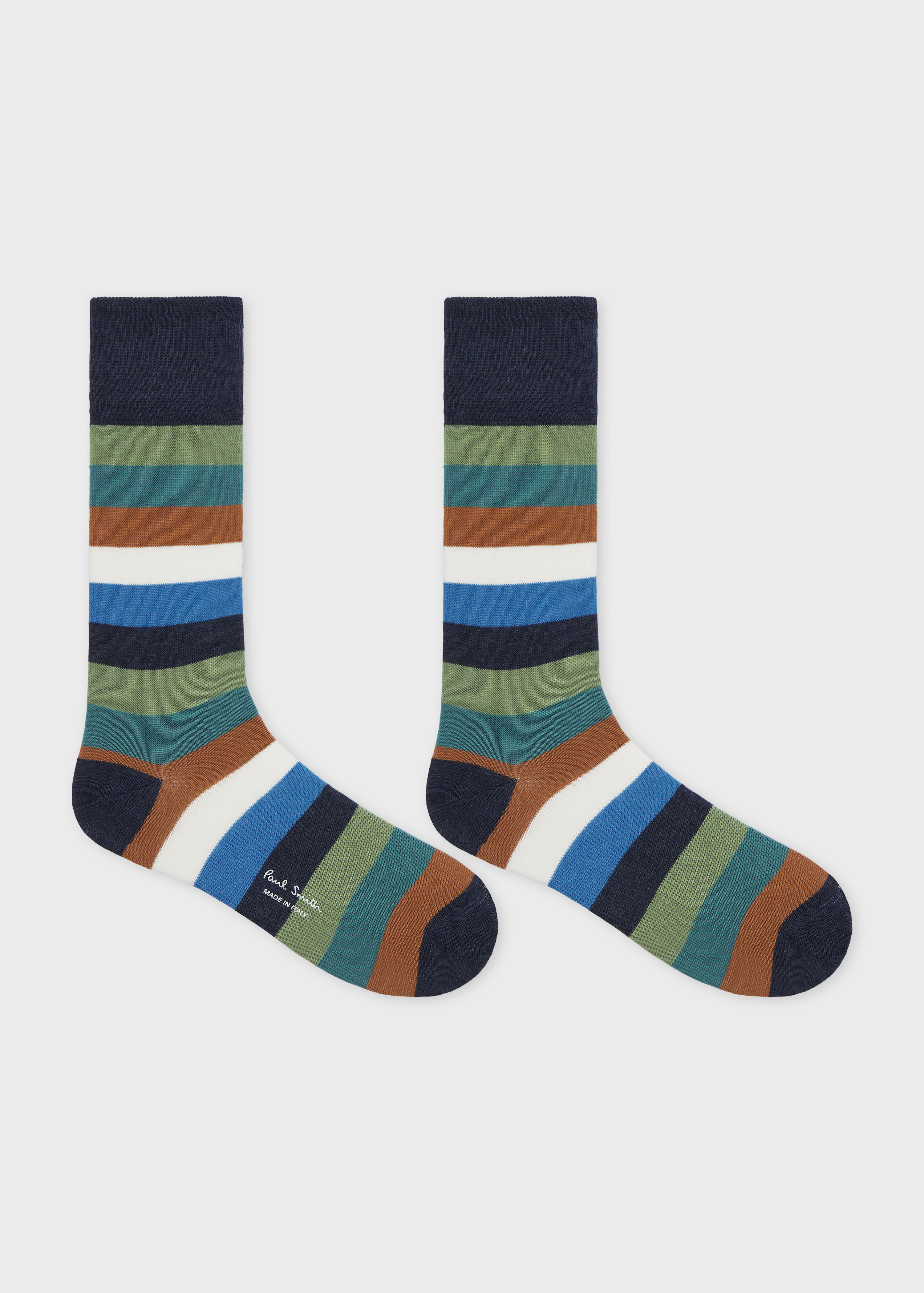 Cotton-Blend Multicolour Stripe Socks - 2