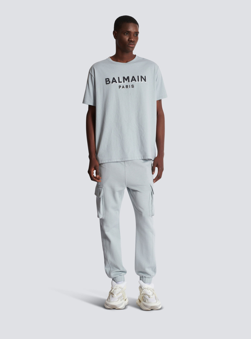 Cargo joggers with Balmain Paris print 3