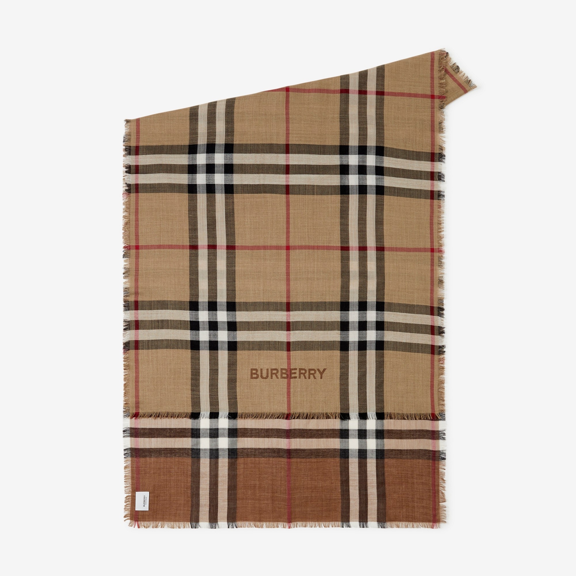 Check Wool Silk Reversible Scarf - 2