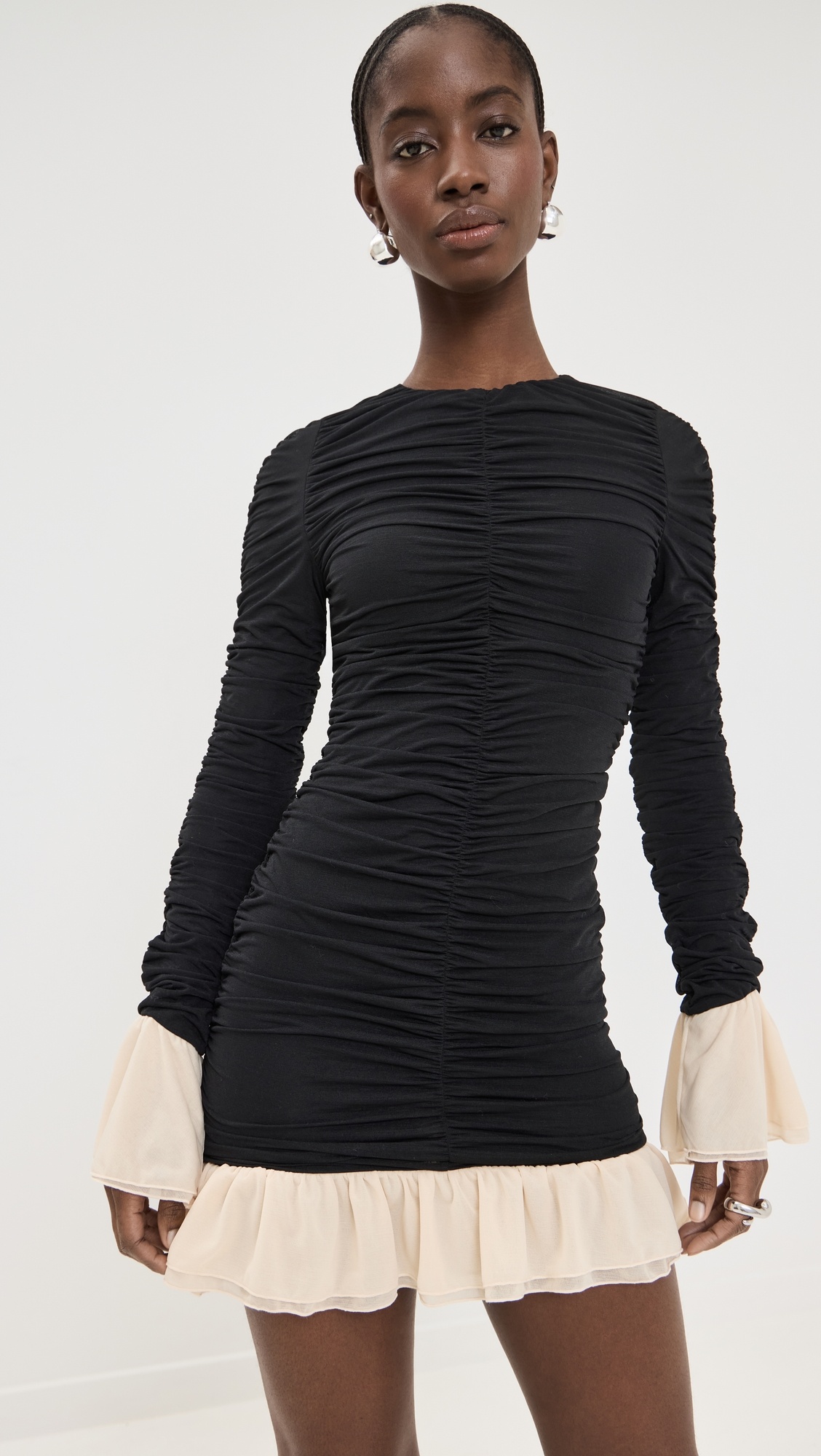 Mini Ruched Long Sleeve Dress - 1