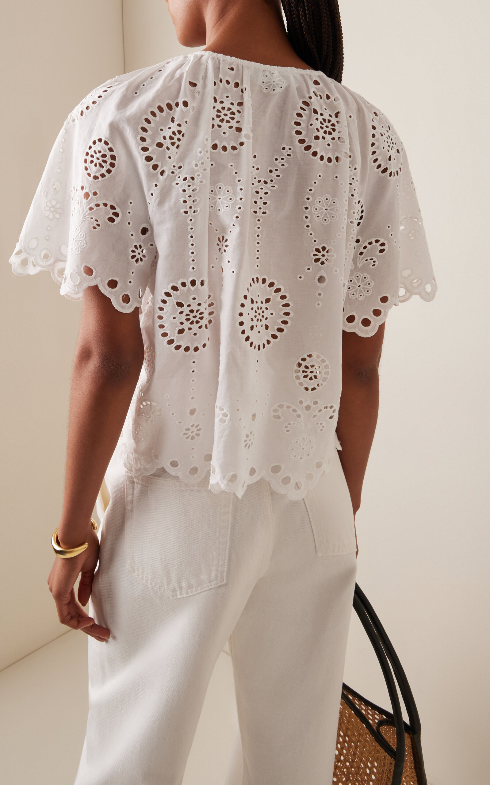 Broderie Anglaise Cotton Blouse white - 4