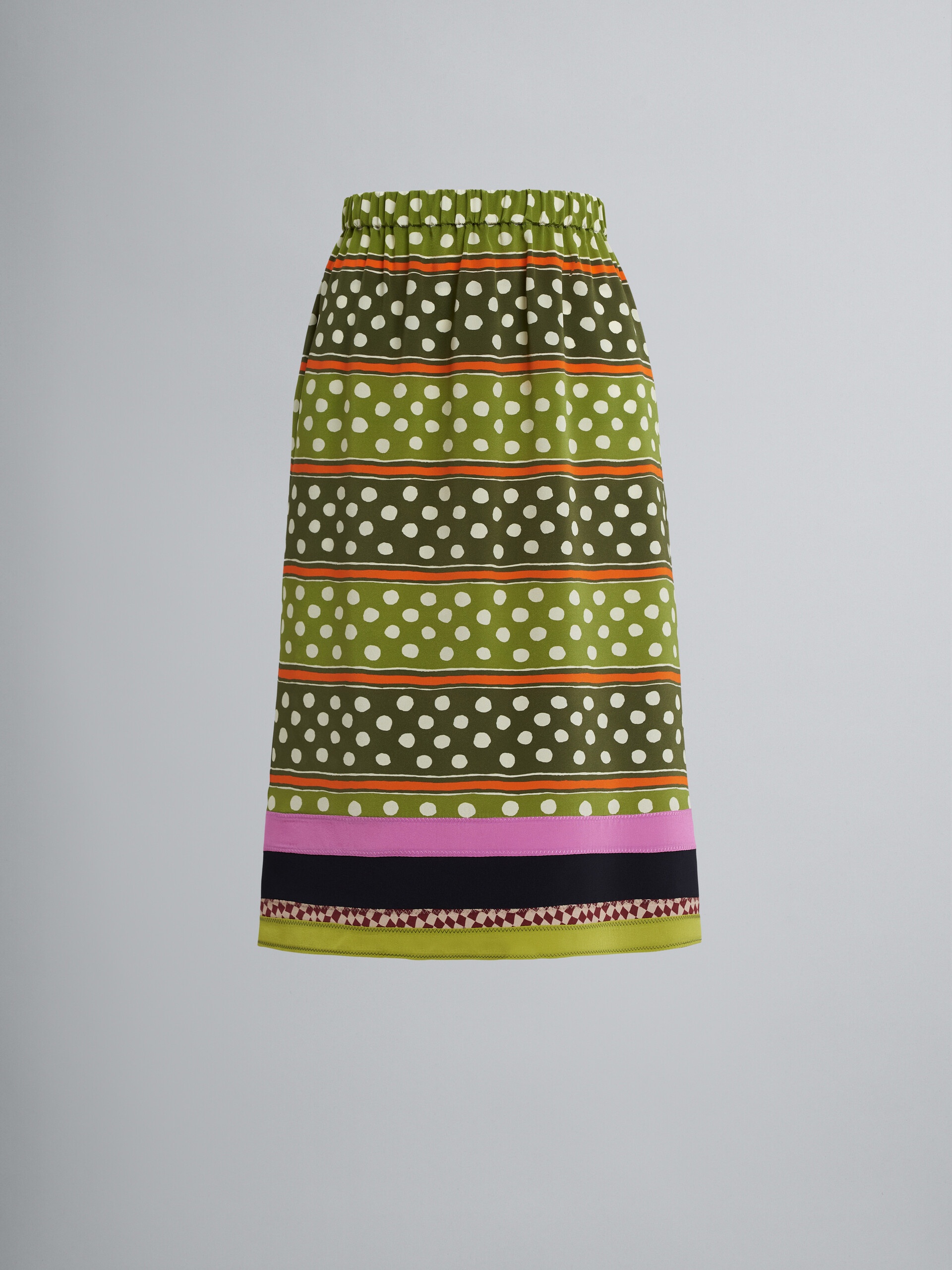 DOT & STRIPE PRINT SILK SKIRT - 1