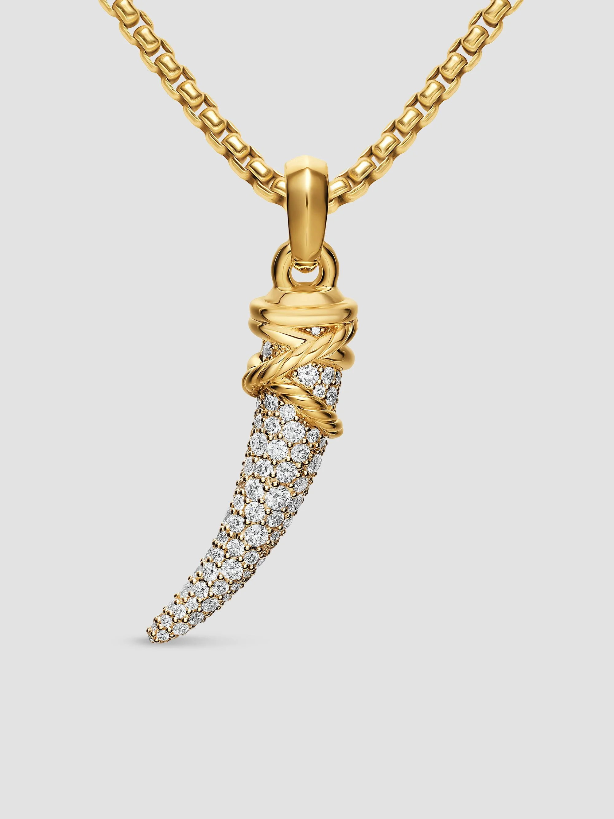 Women's Pavé Tusk Amulet in 18K Yellow Gold with Diamonds, 28.8MM - Gold - 1