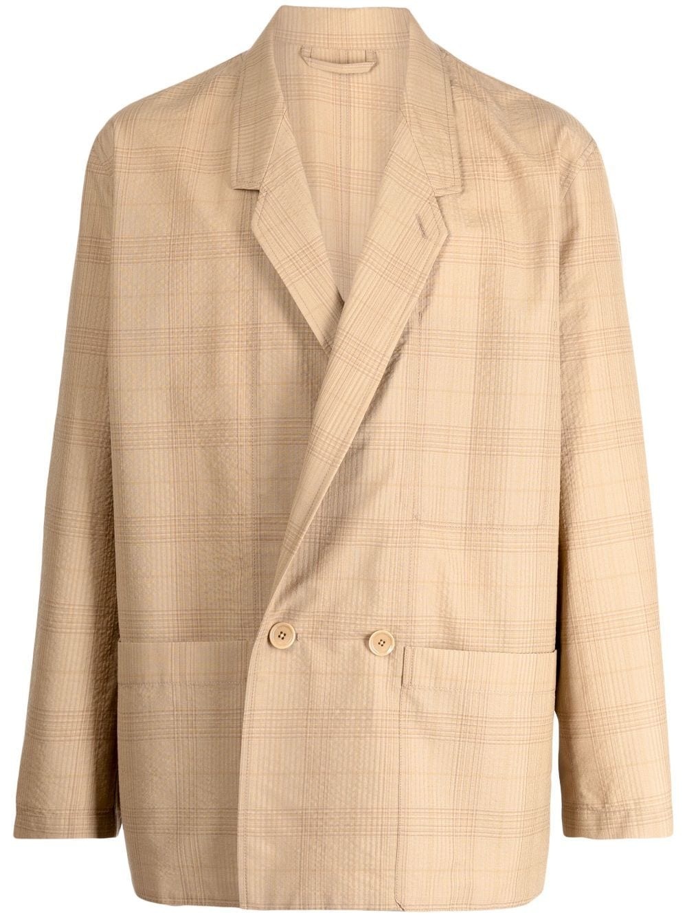 checked double-breasted blazer - 1
