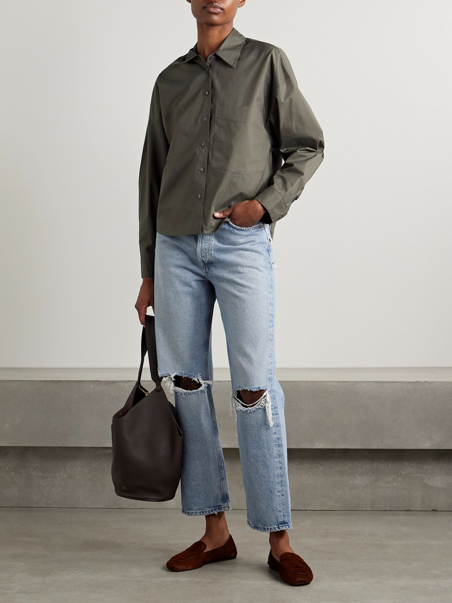 '90s distressed mid-rise straight-leg jeans Light denim - 2