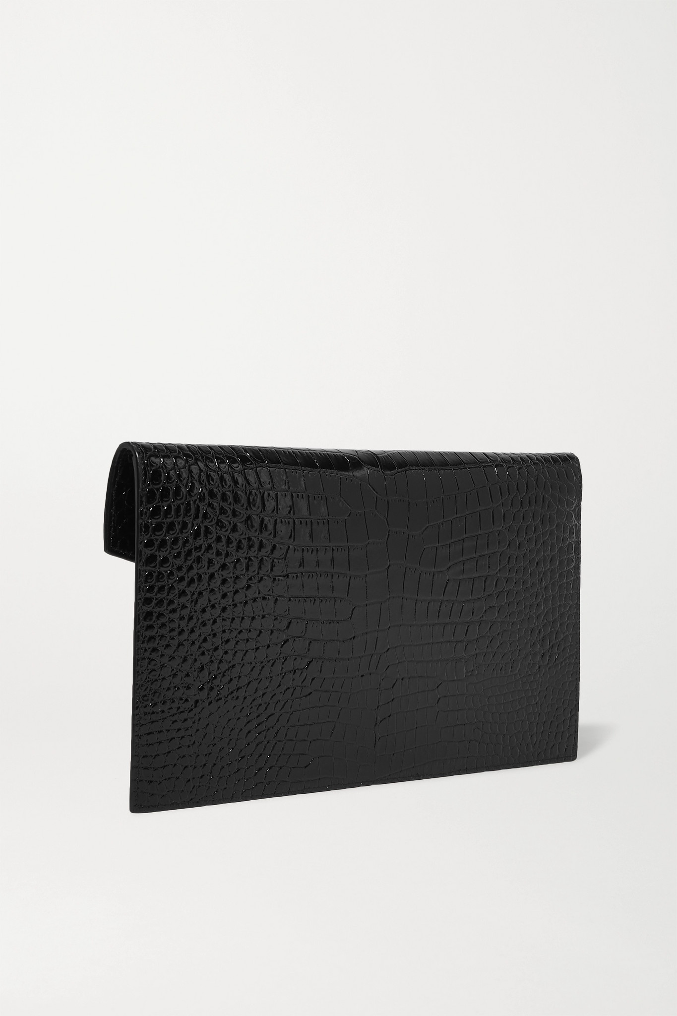 Uptown croc-effect patent-leather pouch - 3