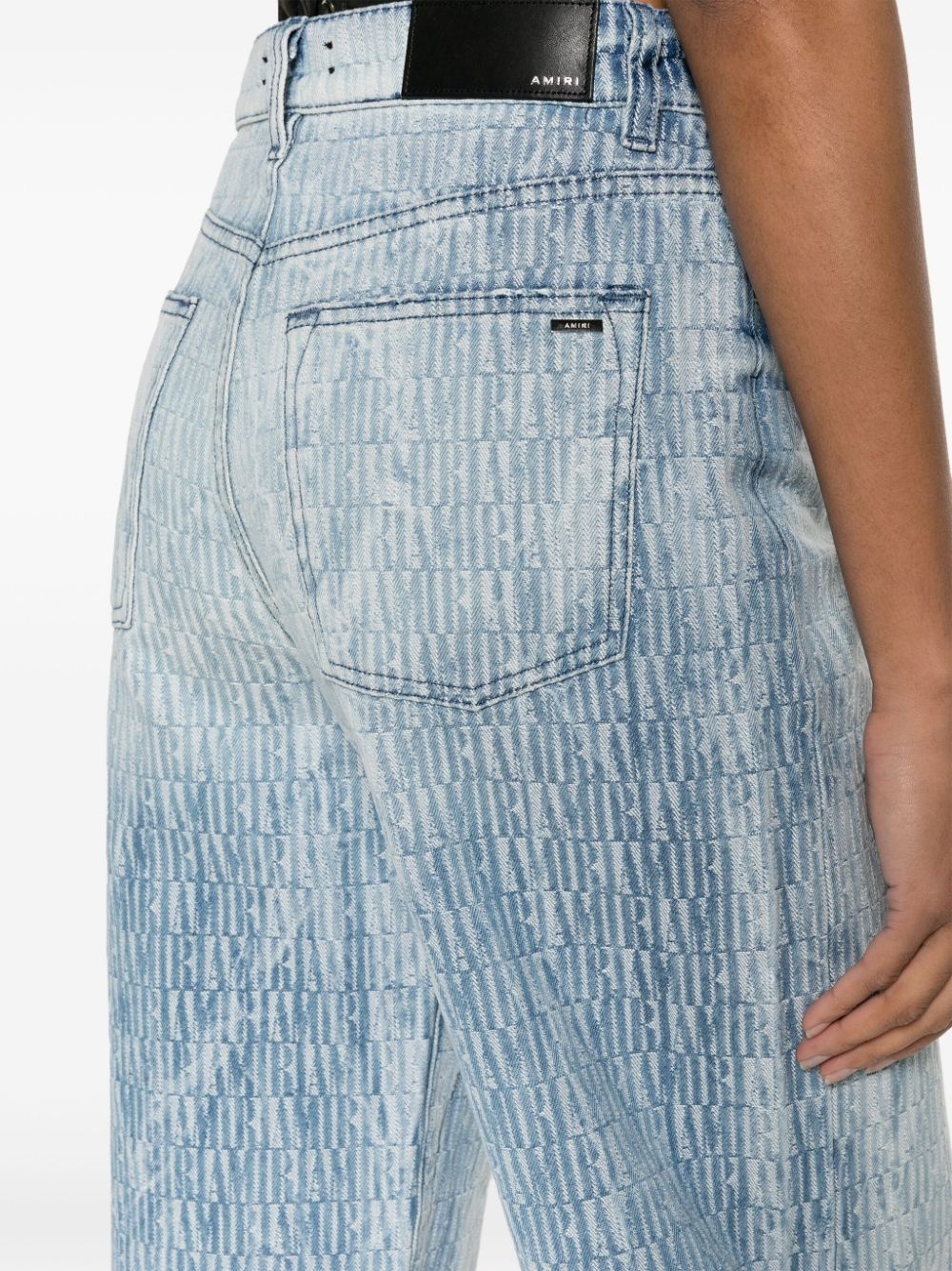 logo-jacquard wide-leg jeans - 5