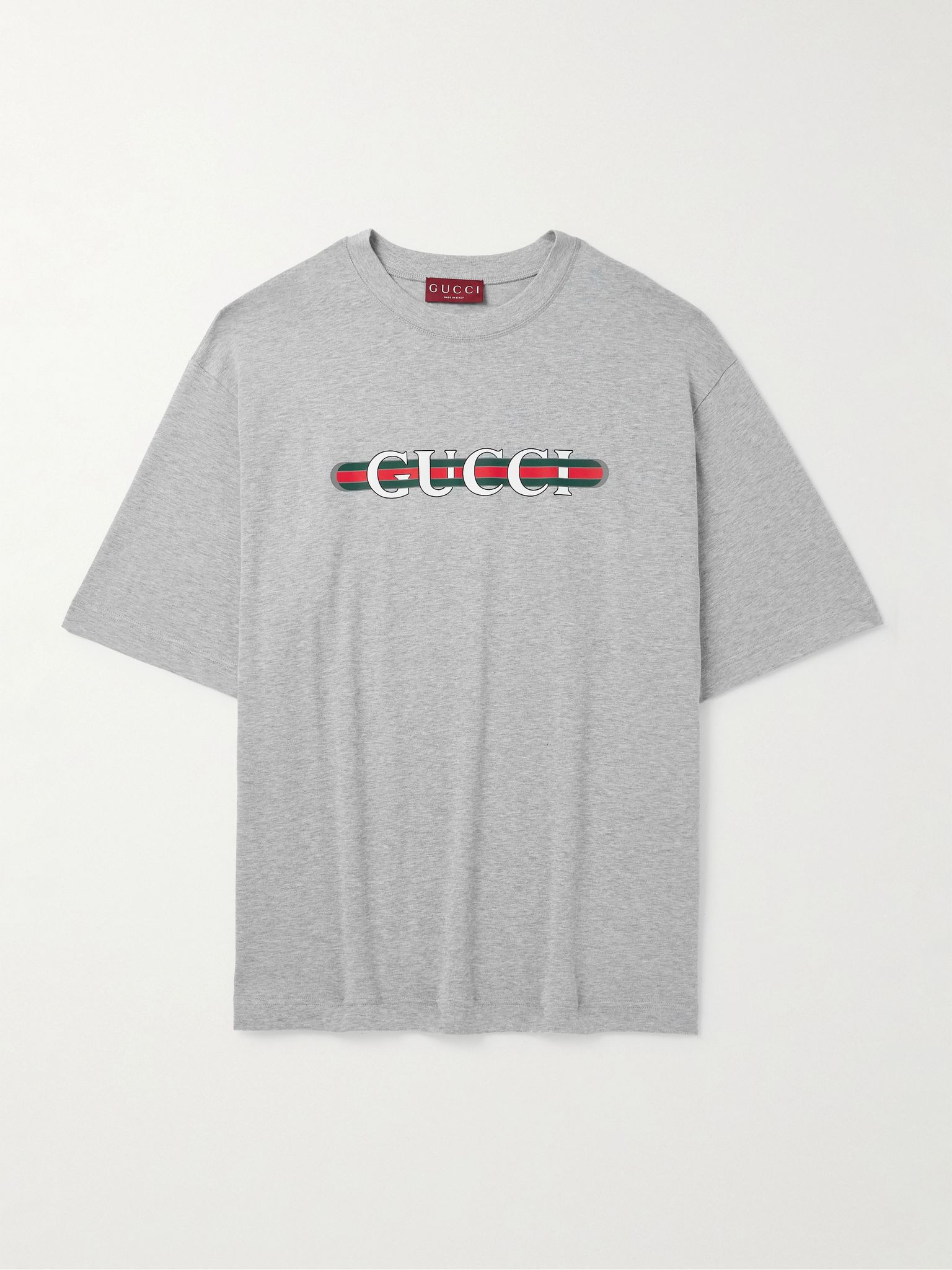Oversized Logo-Print Cotton-Jersey T-Shirt Gray - 1