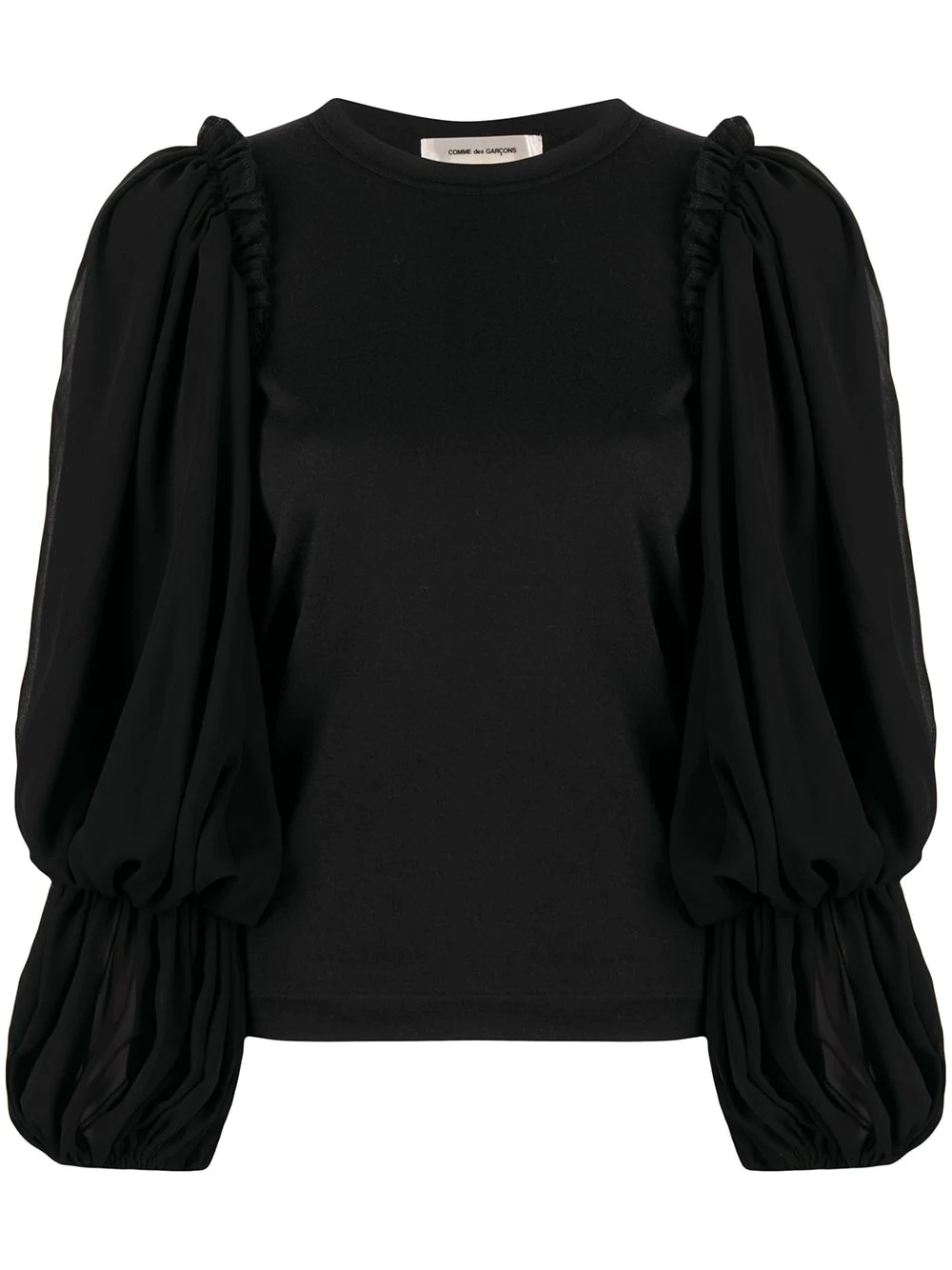 puff-sleeve fine-knit jumper - 1