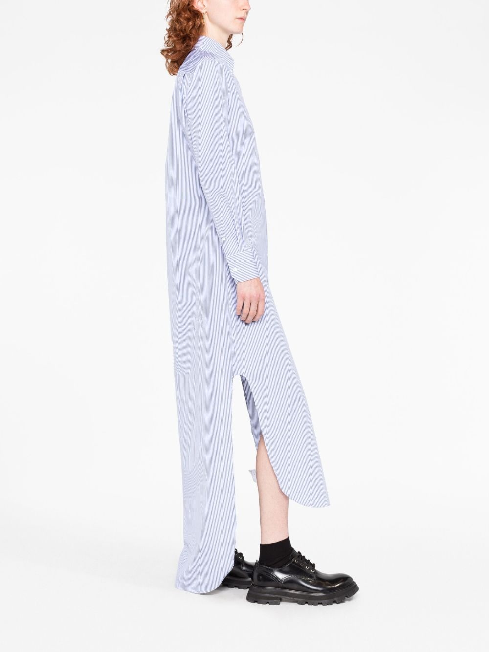 logo-patch striped maxi shirtdress - 6