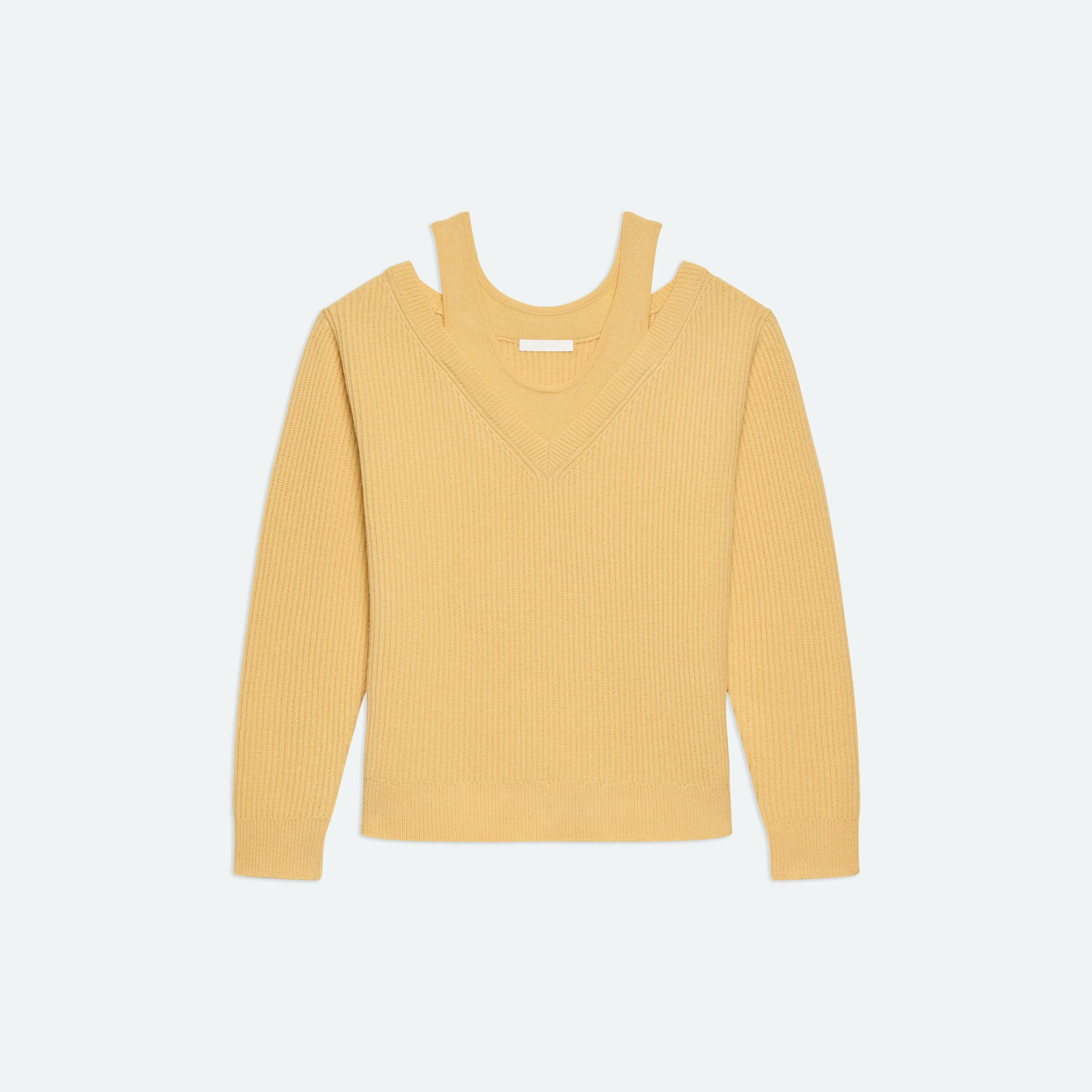 DOUBLE-LAYER V-NECK SWEATER - 1