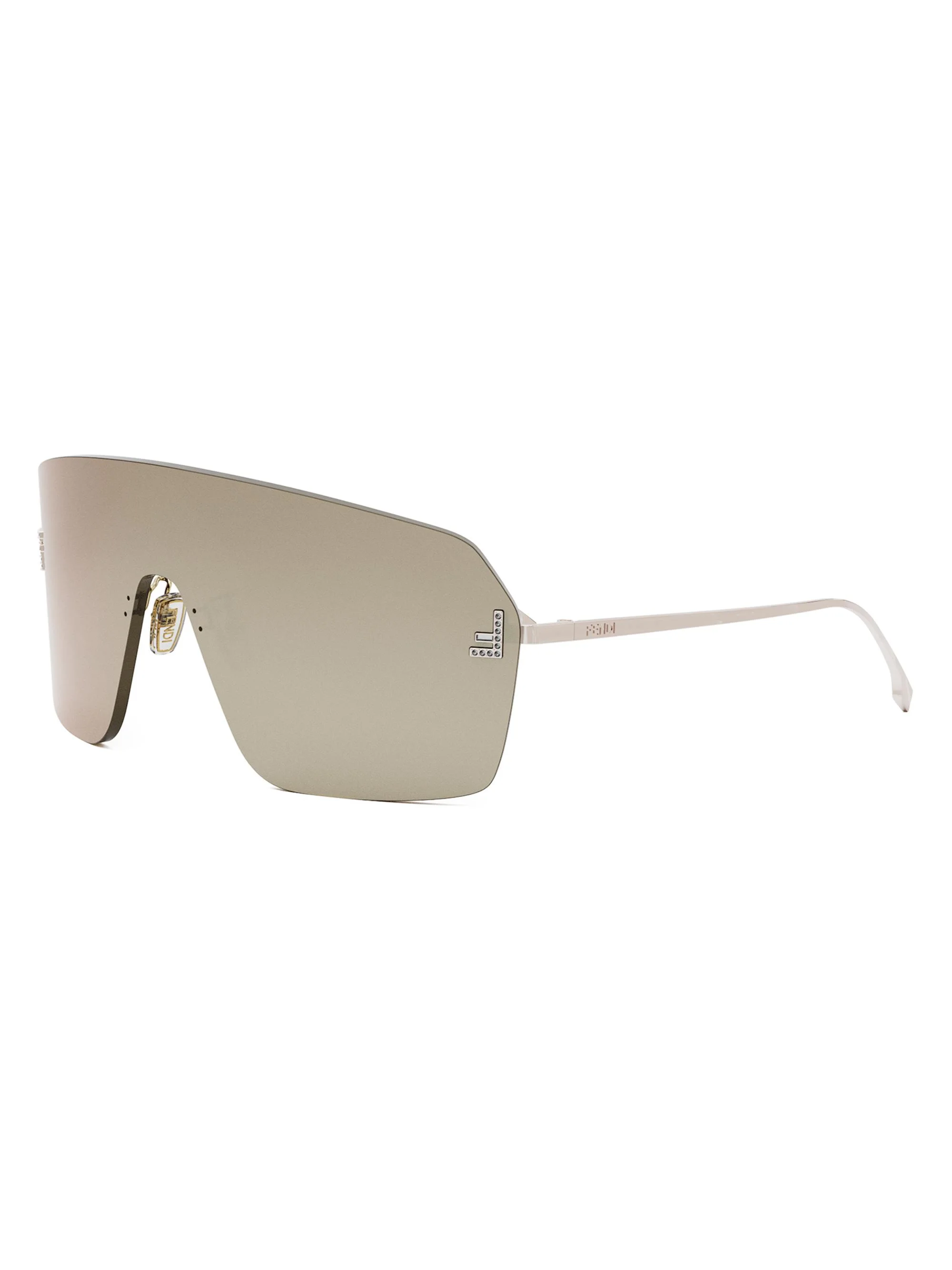 Men Fendi Roma 53MM Rimless Rectangular Sunglasses - Brown Rose Gold Mirror - 1