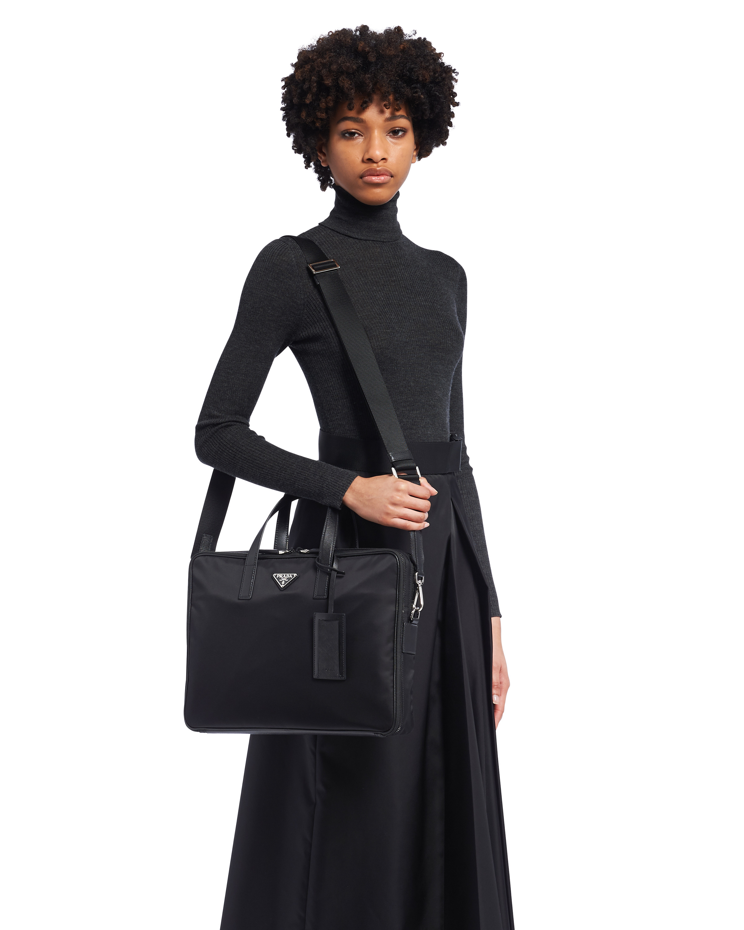 Re-Nylon and Saffiano leather briefcase - 2