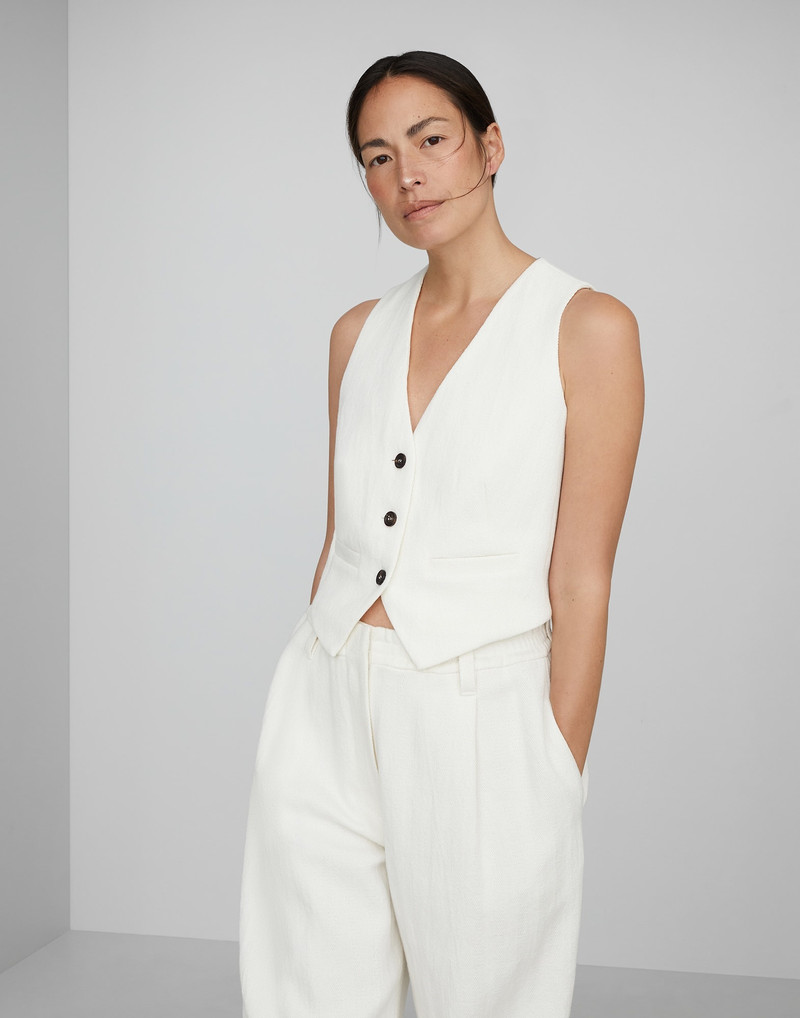 Cotton and linen chevron waistcoat with monili 1